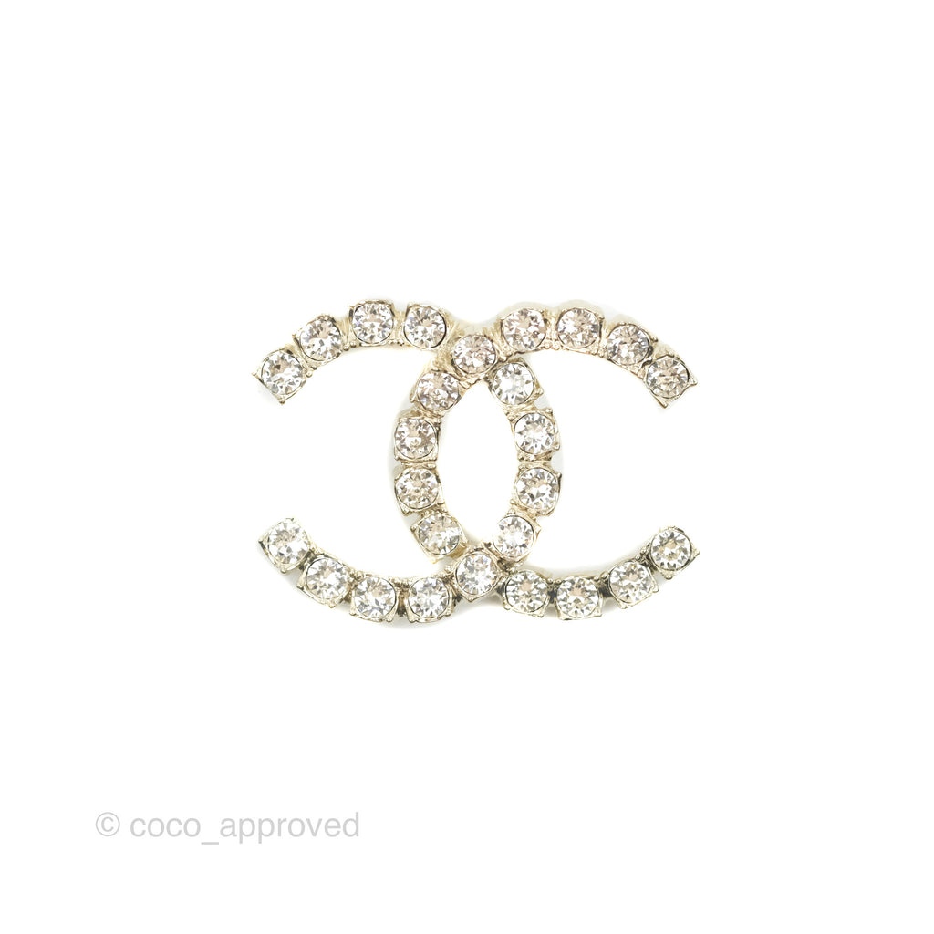 Chanel CC Crystal Brooch Gold Tone 20P