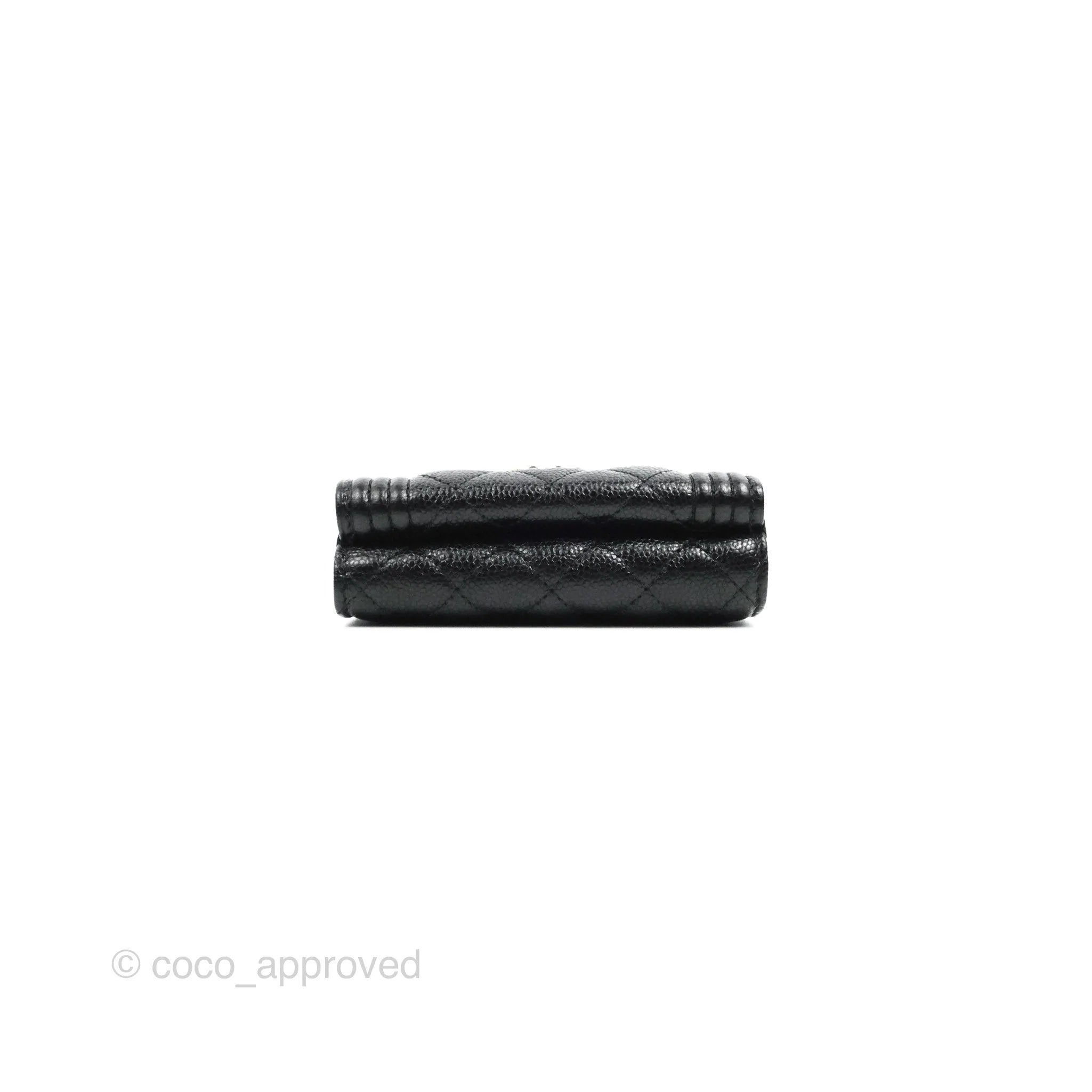 Chanel Boy Flap Wallet Quilted Caviar Compact Black 214954109