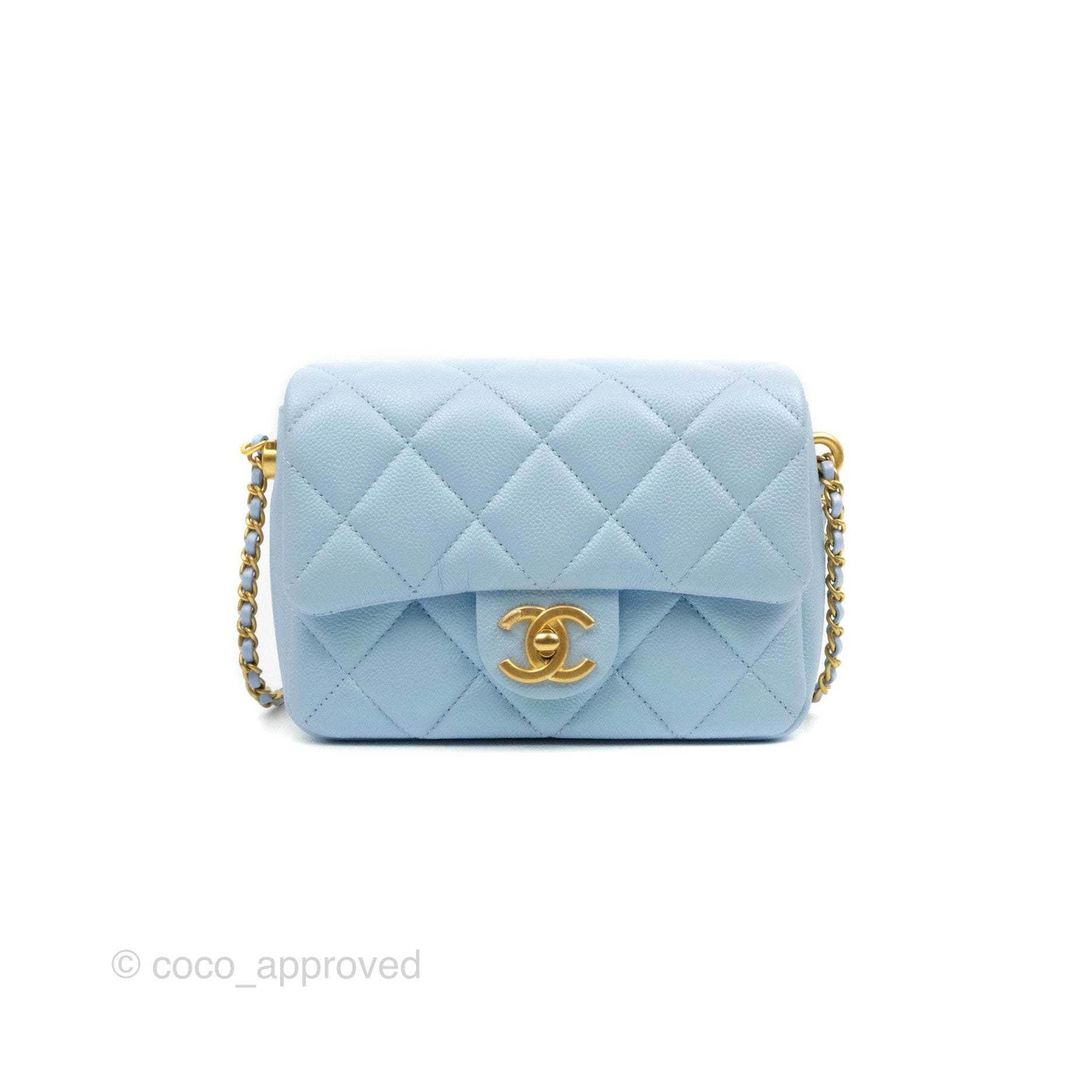 Chanel My Perfect Mini Flap, Blue Iridescent Caviar Leather, Gold