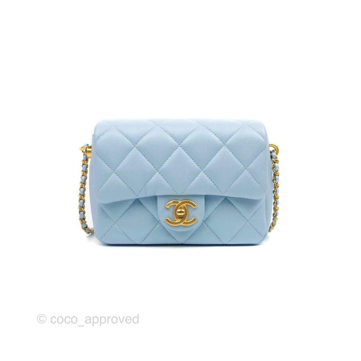 Chanel Quilted My Perfect Mini Iridescent Mint Green Caviar Aged Gold –  Coco Approved Studio