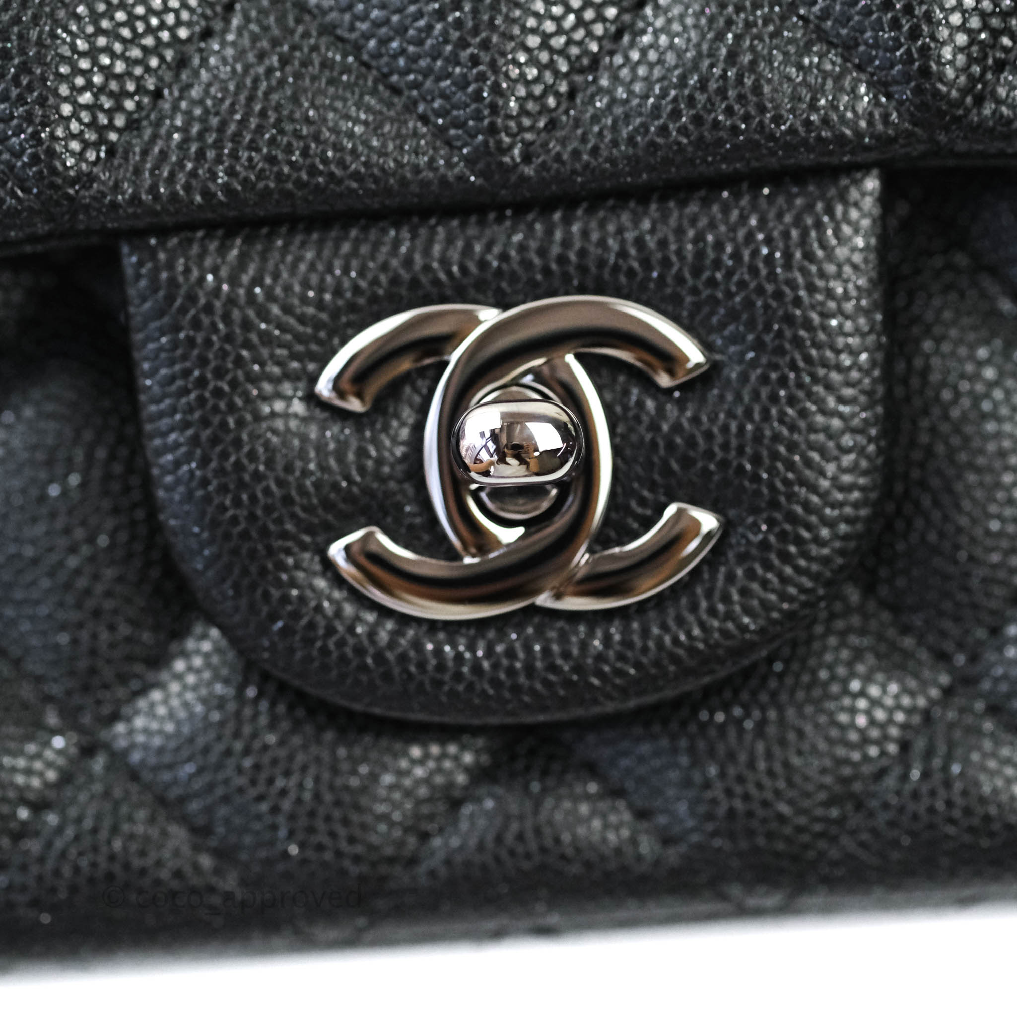 Chanel Classic Quilted Mini Rectangular Flap Iridescent Black