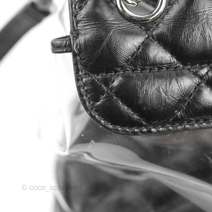 Chanel Aquarium PVC Backpack Black Crumpled Calfskin Silver