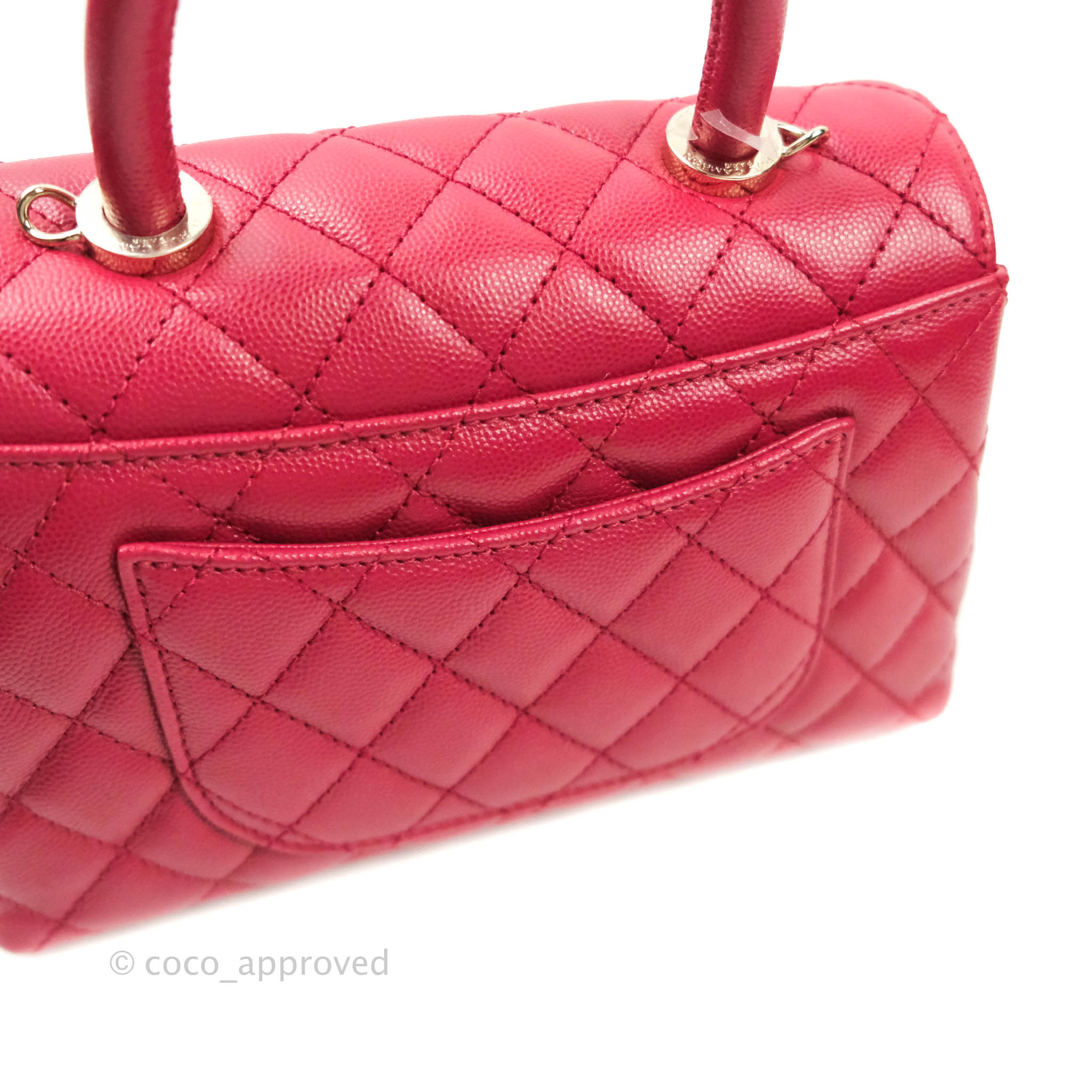 Chanel Mini (Small) Coco Handle Quilted Red Caviar Gold Hardware