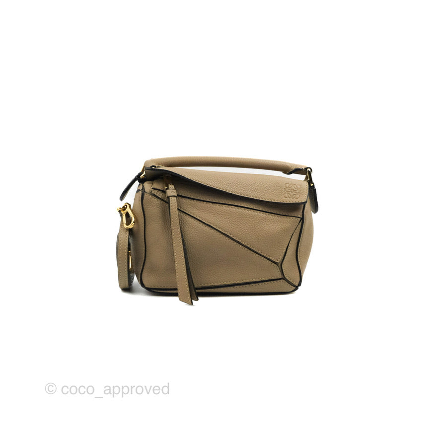 Loewe Mini Puzzle Bag Sand Mink Calfskin Gold Hardware