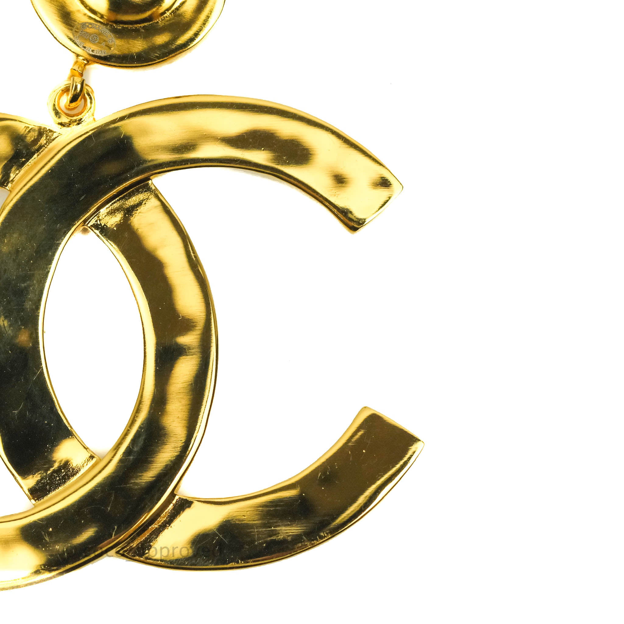 Chanel Cc Drop Earrings Matte Gold