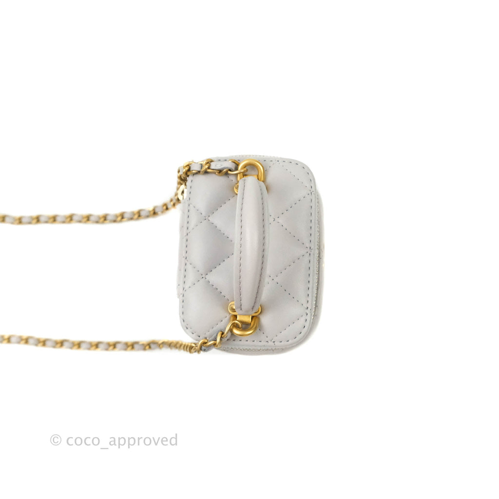 Chanel Small Vanity With Chain Grey Lambskin Aged Gold Hardware