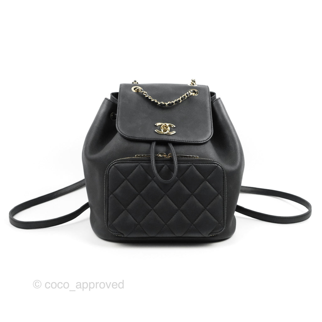 Chanel Quilted Business Affinity Backpack Black Caviar Gold Hardware