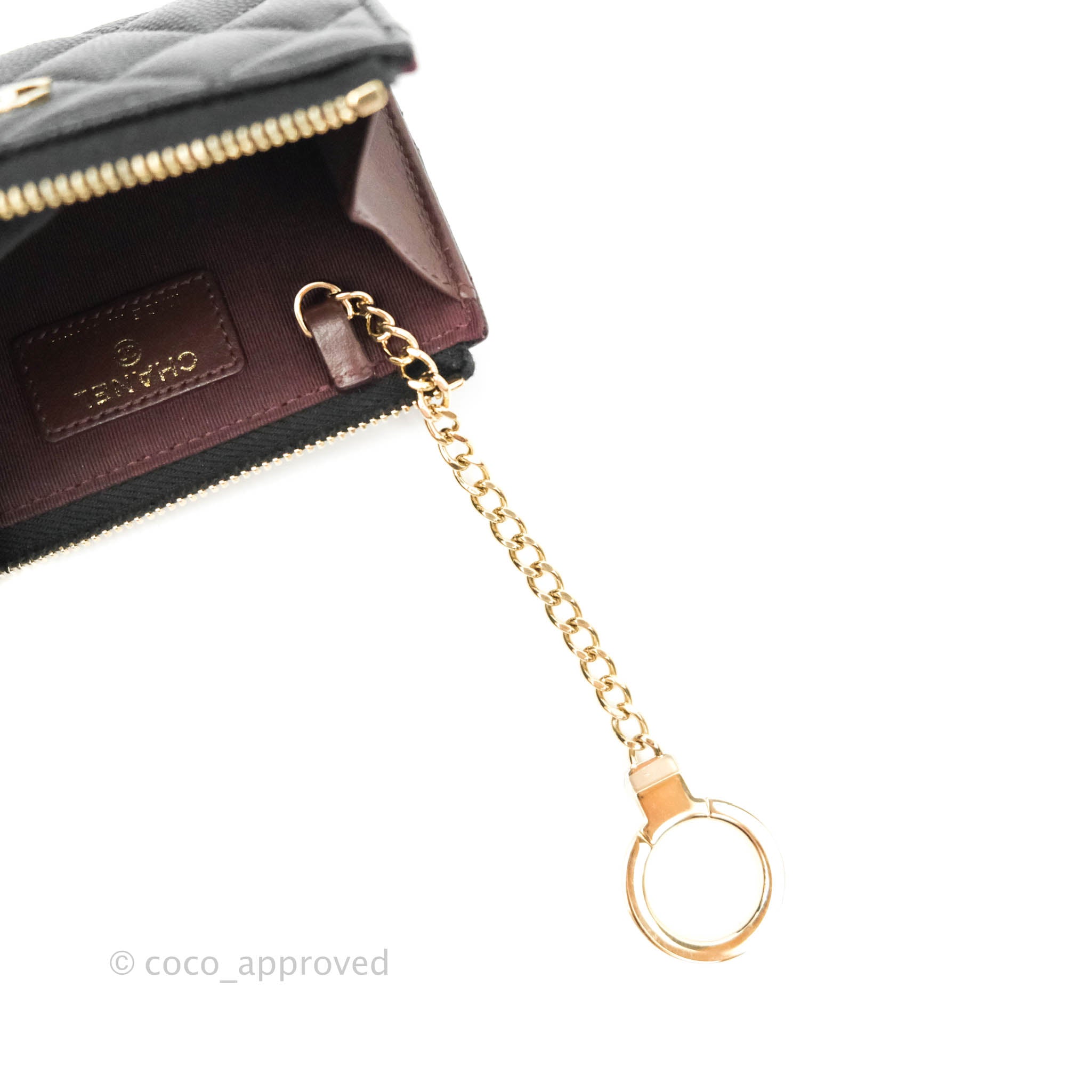 Chanel Classic Quilted Key holder Black Caviar Gold Hardware