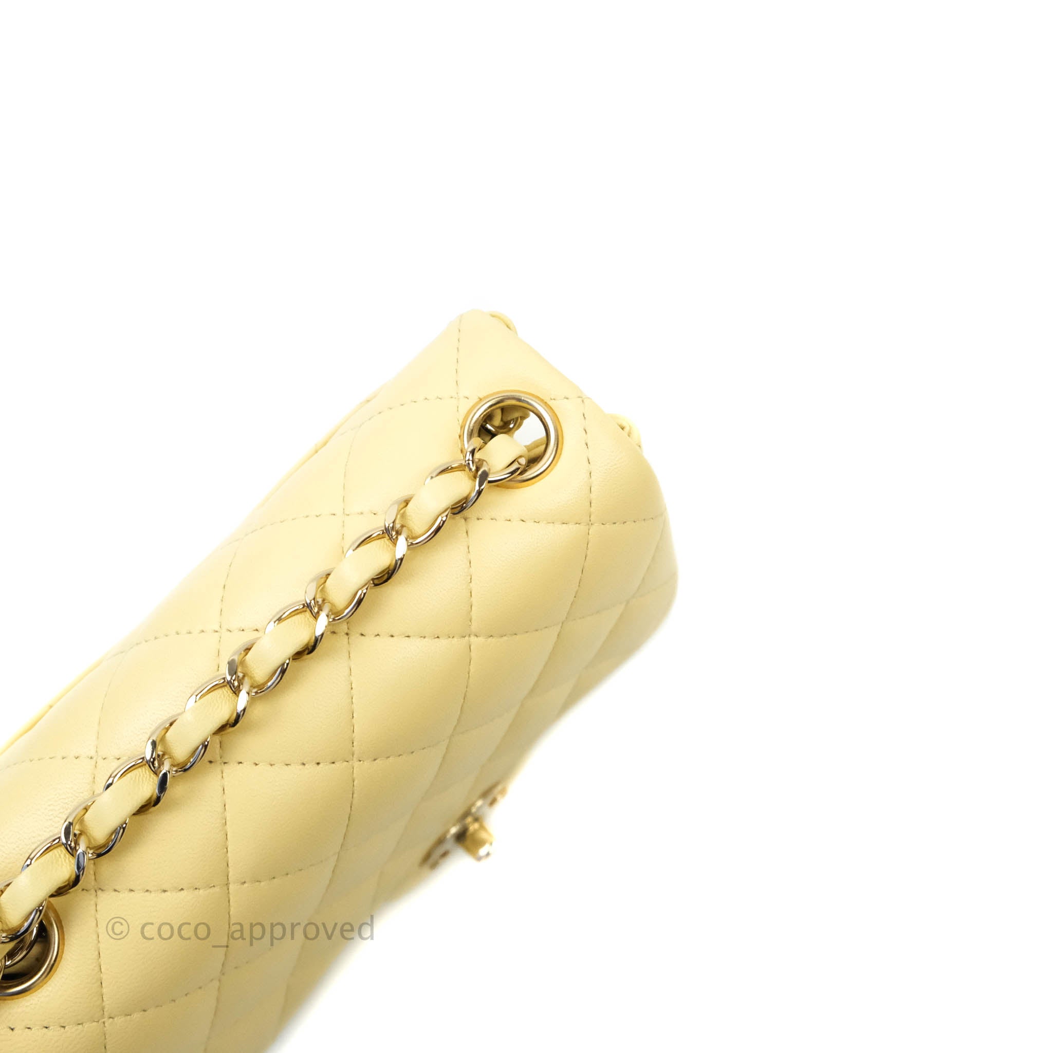 Chanel Quilted Mini Square Yellow Lambskin Gold Hardware – Coco Approved  Studio