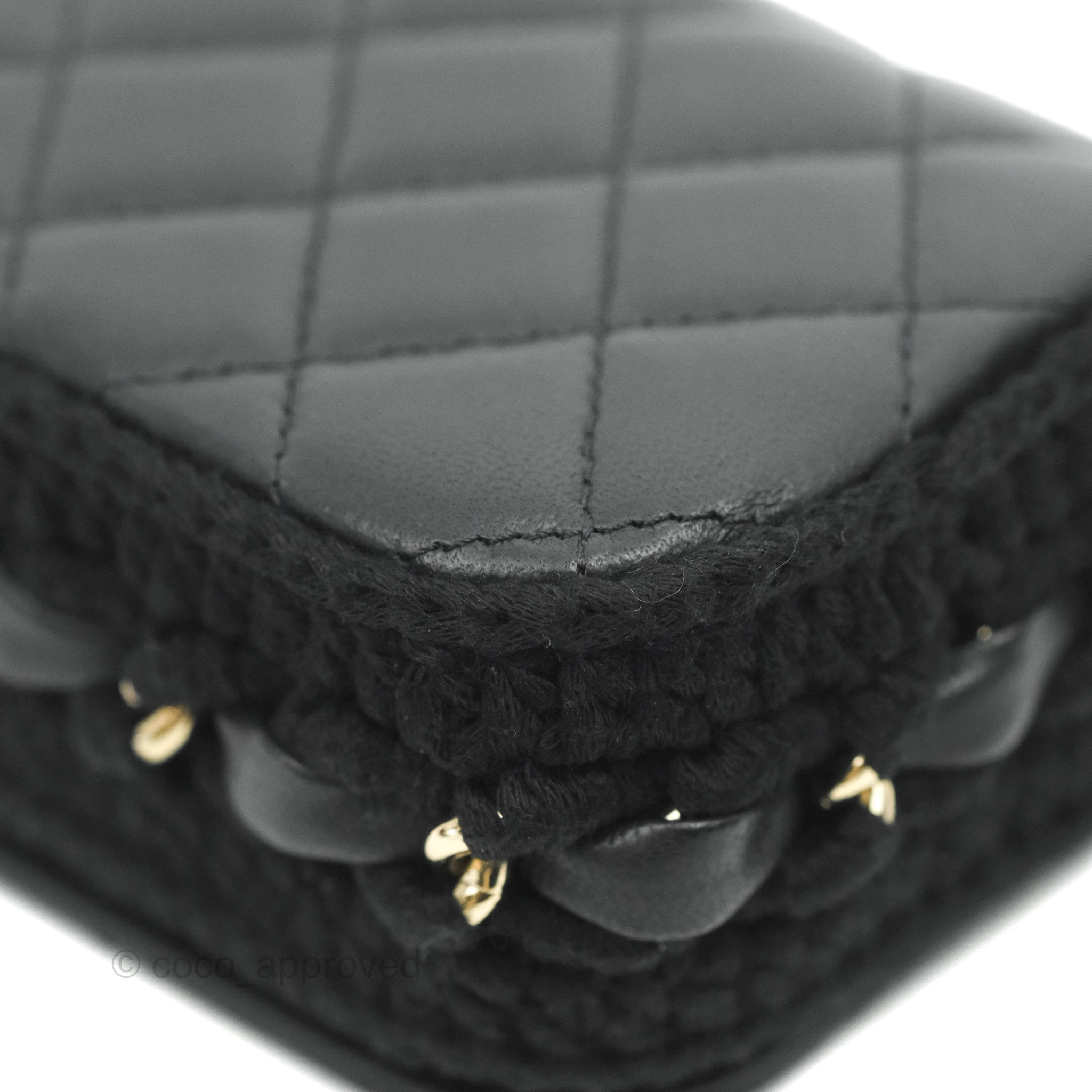 Chanel Mini Bag Black Lambskin Crochet Gold Hardware 22C – Coco