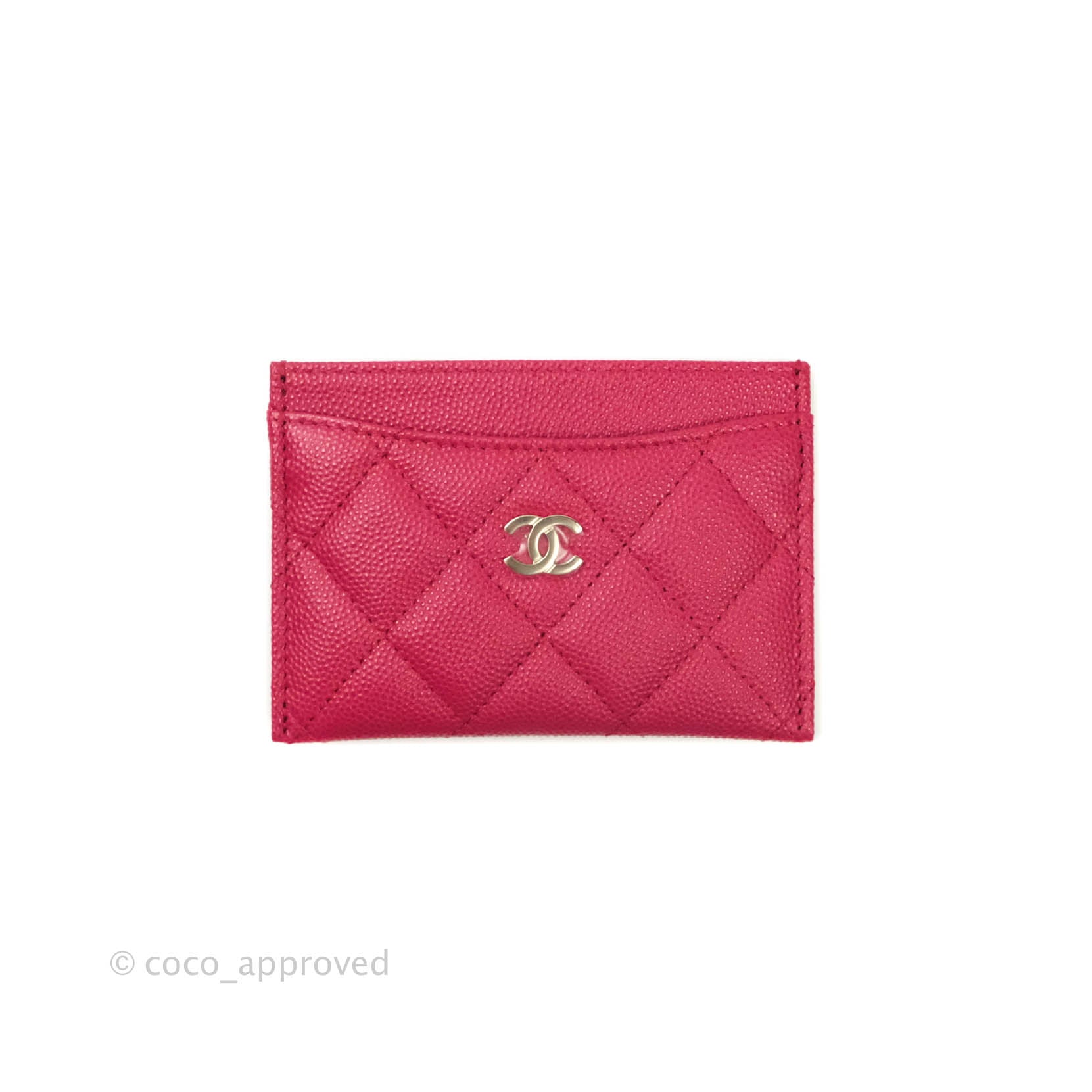 CHANEL Classic Card Holder, Caviar Leather (Grained Calfskin) with Gold CC  Logo