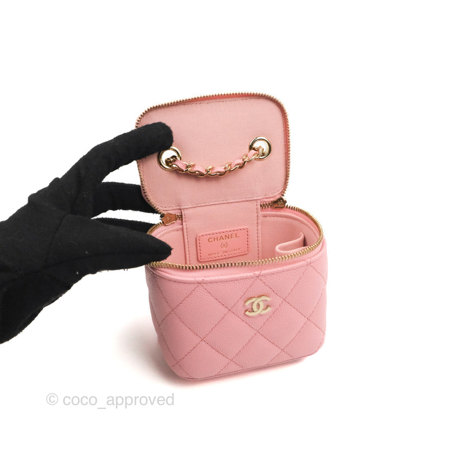 Chanel Mini Vanity With Chain Pink Caviar Gold Hardware – Coco