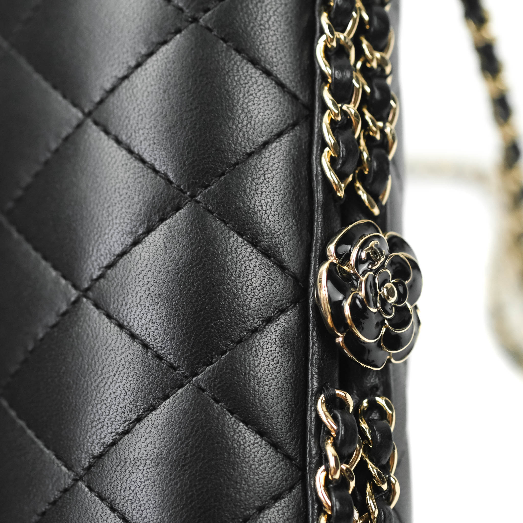 CHANEL Resin Quilted Lambskin Minaudiere Flap Clutch on Chain Black Gold  1204246