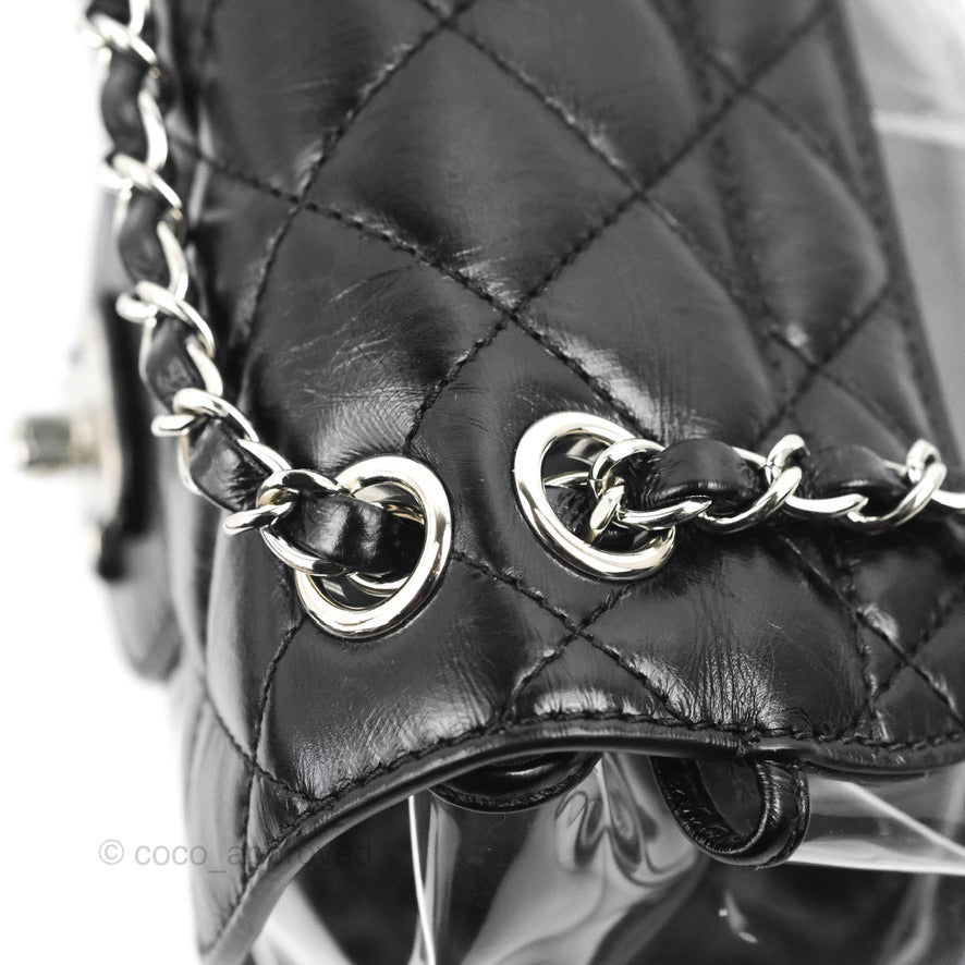 Chanel Aquarium PVC Backpack Black Crumpled Calfskin Silver