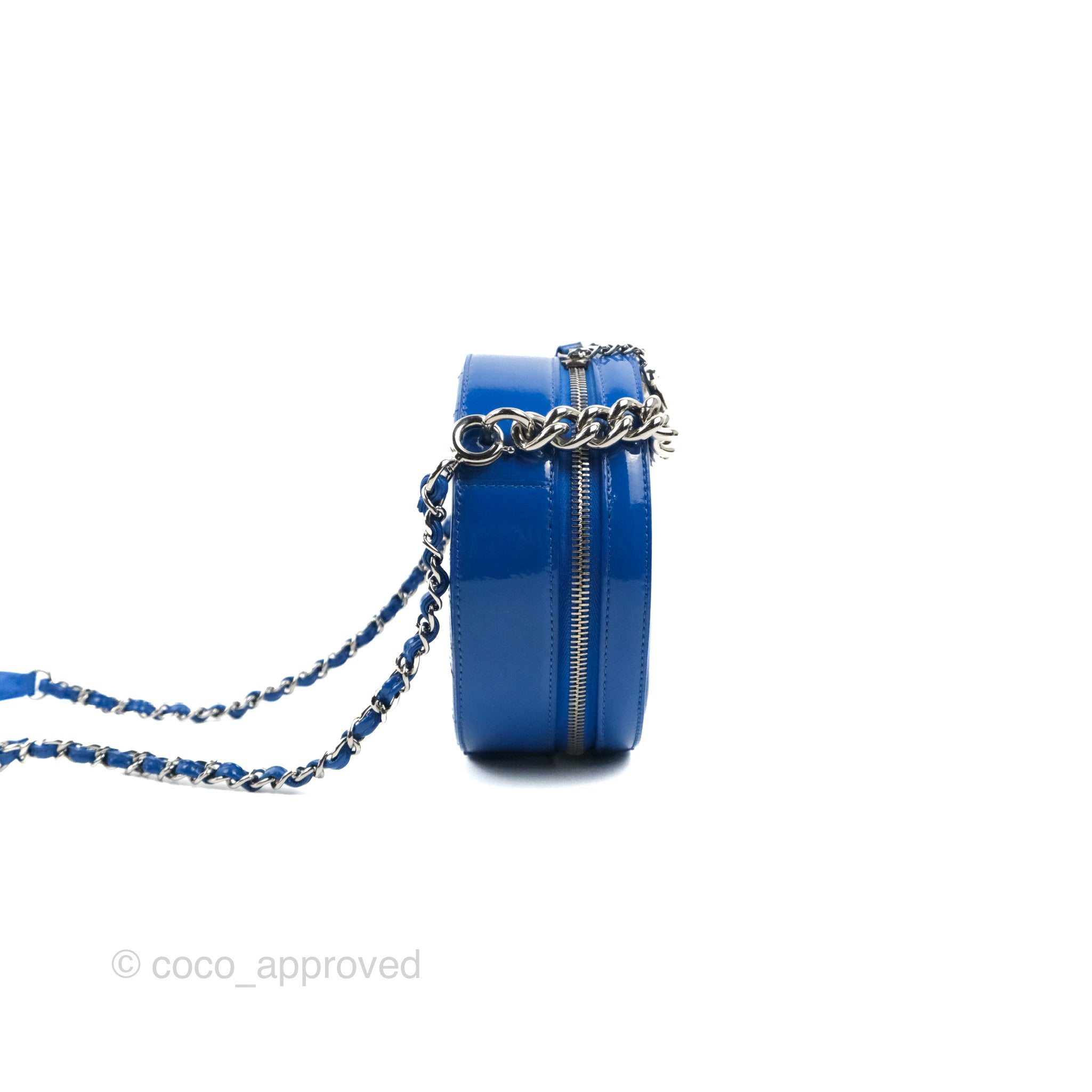 Chanel Round As Earth Bag with Owl Charm Blue Patent Silver Hardware – Coco  Approved Studio