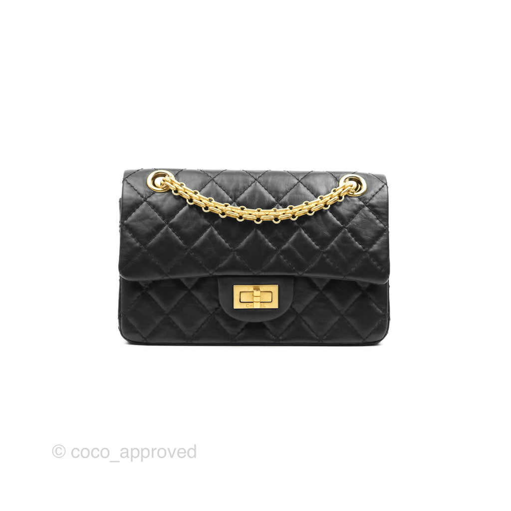 Chanel Mini Reissue 224 Black Aged Calfskin Gold Hardware