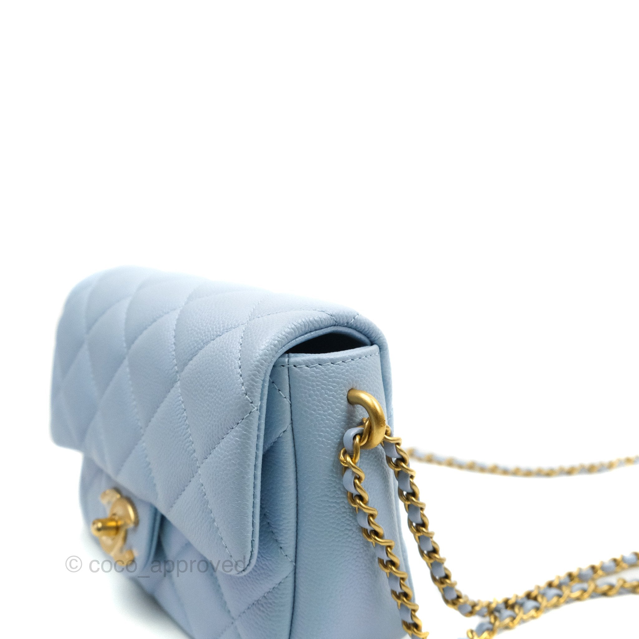 Chanel My Everything Flap Bag Quilted Caviar Small Blue 21197256