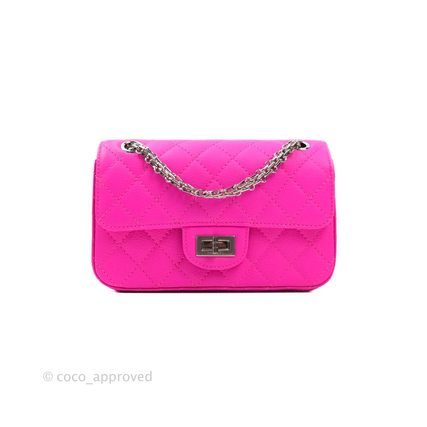 CHANEL Goatskin Quilted 2.55 Reissue Mini Flap Fluorescent Pink