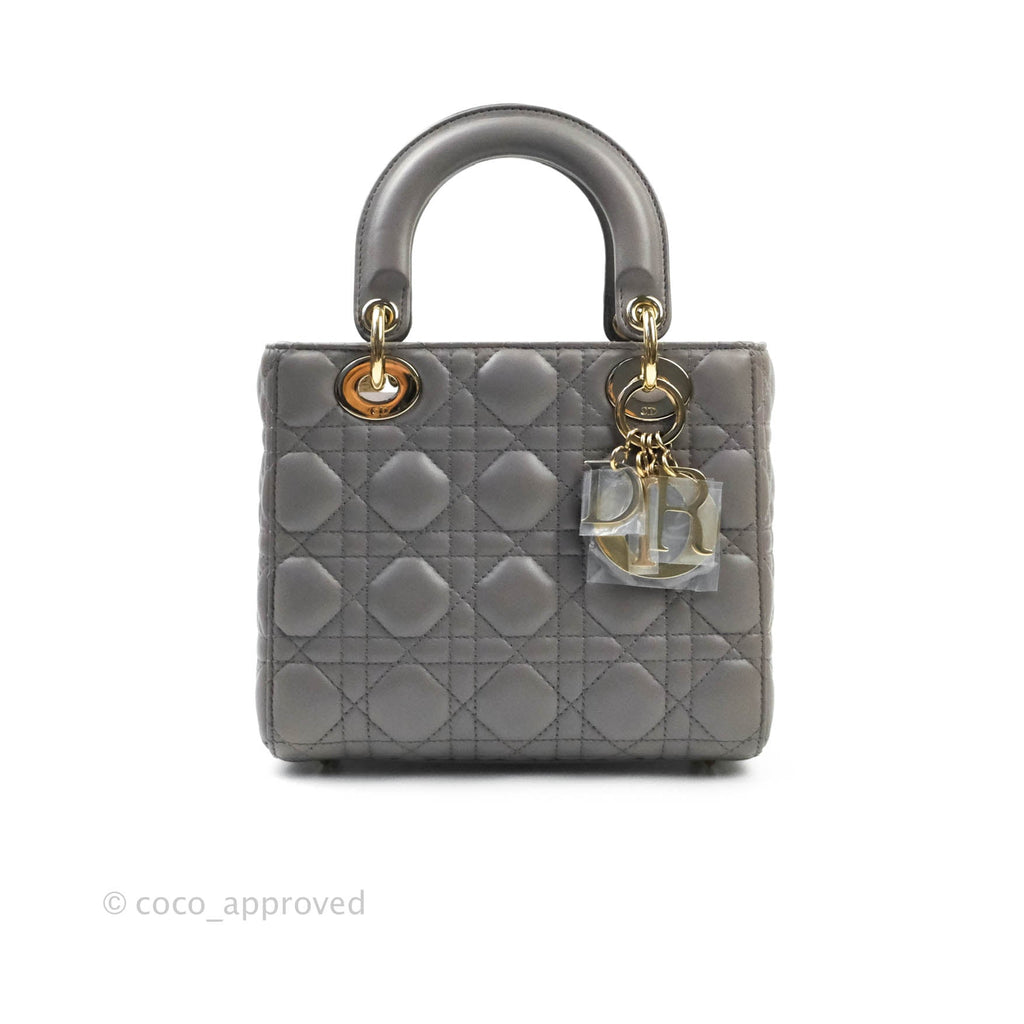 Christian Dior Lambskin My ABCDior Lady Dior Grey Gold Hardware