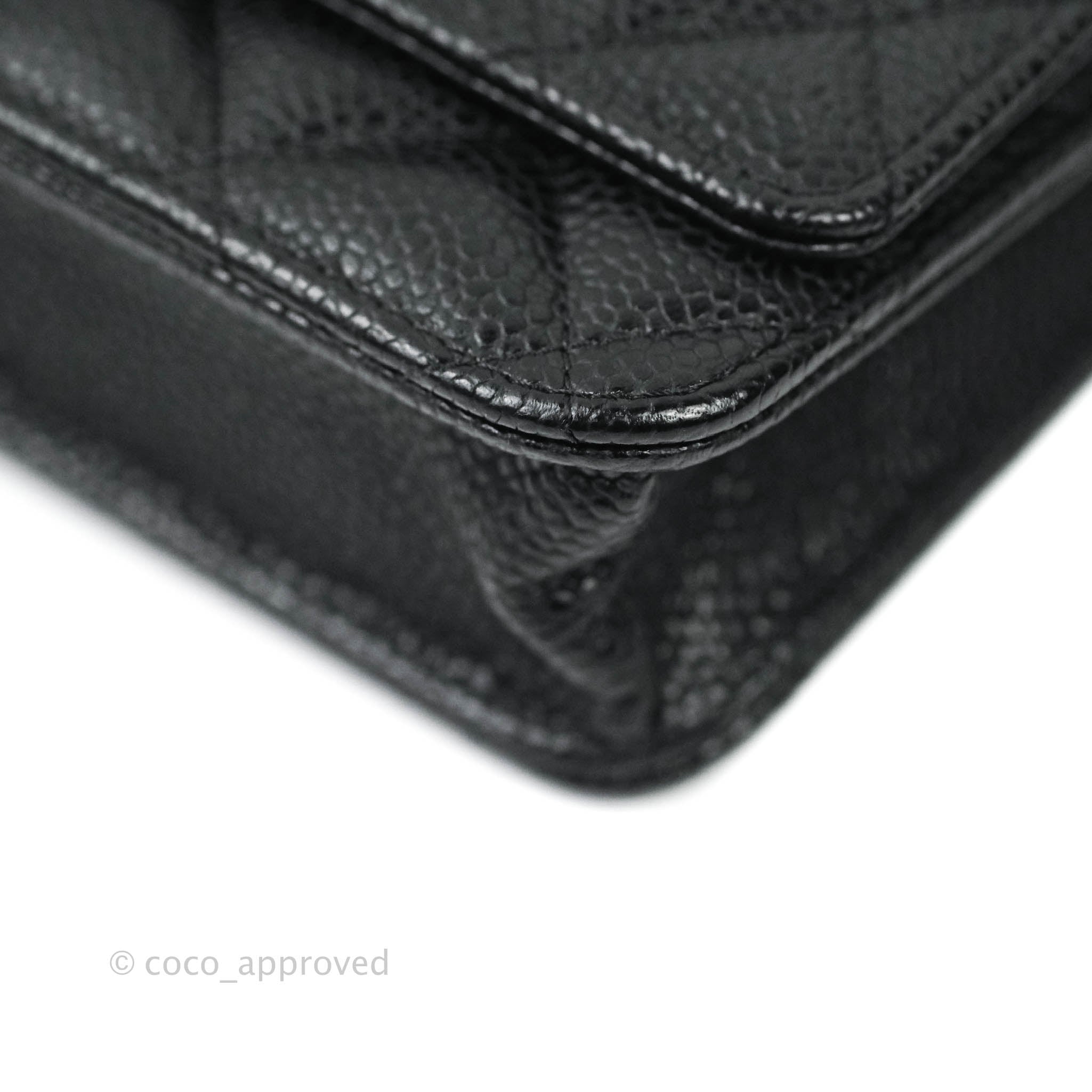 Chanel Quilted Wallet on Chain WOC Chain Around Black Lambskin Aged Go –  Coco Approved Studio