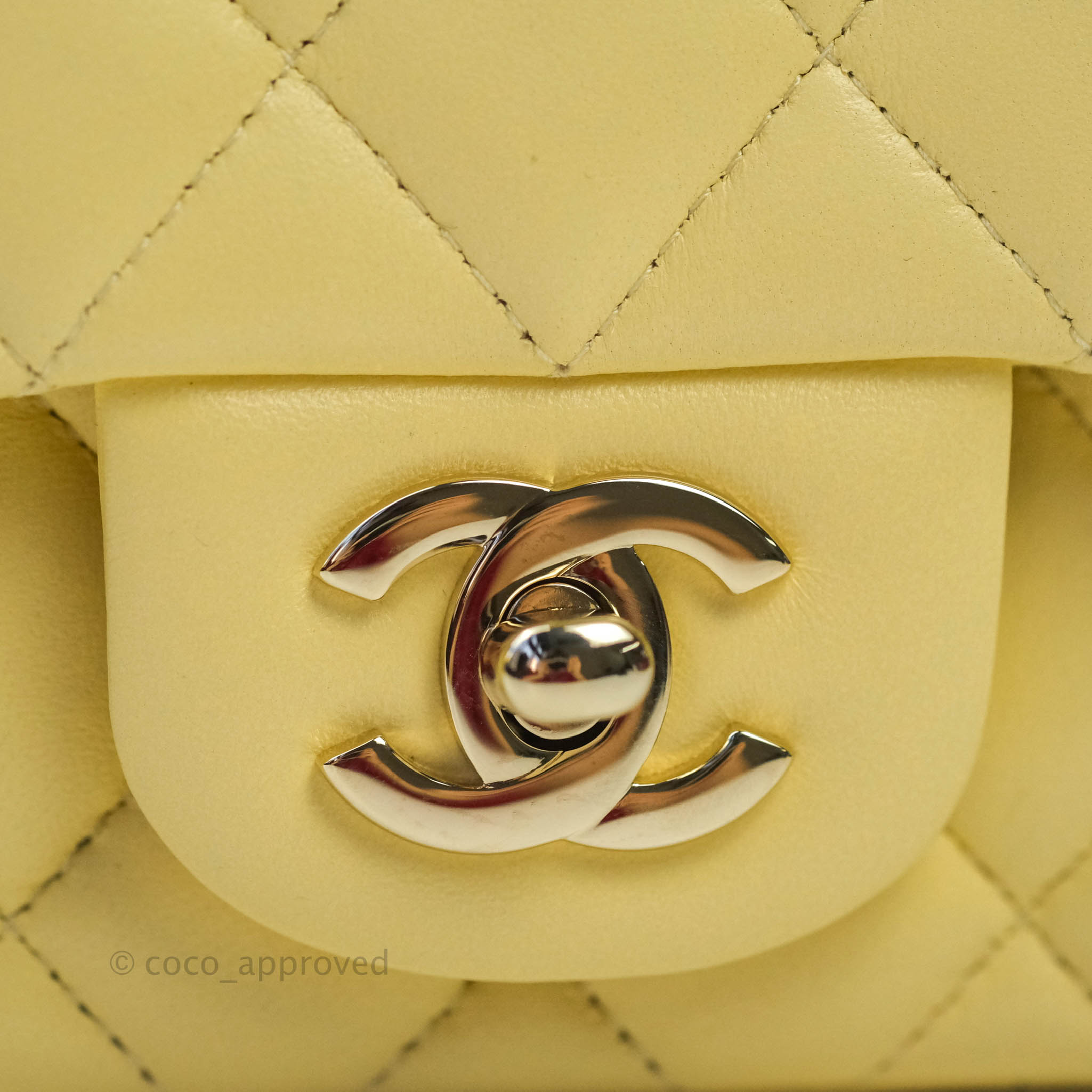 21C Yellow Lambskin Quilted Classic Flap Small Light Gold Hardware – RD