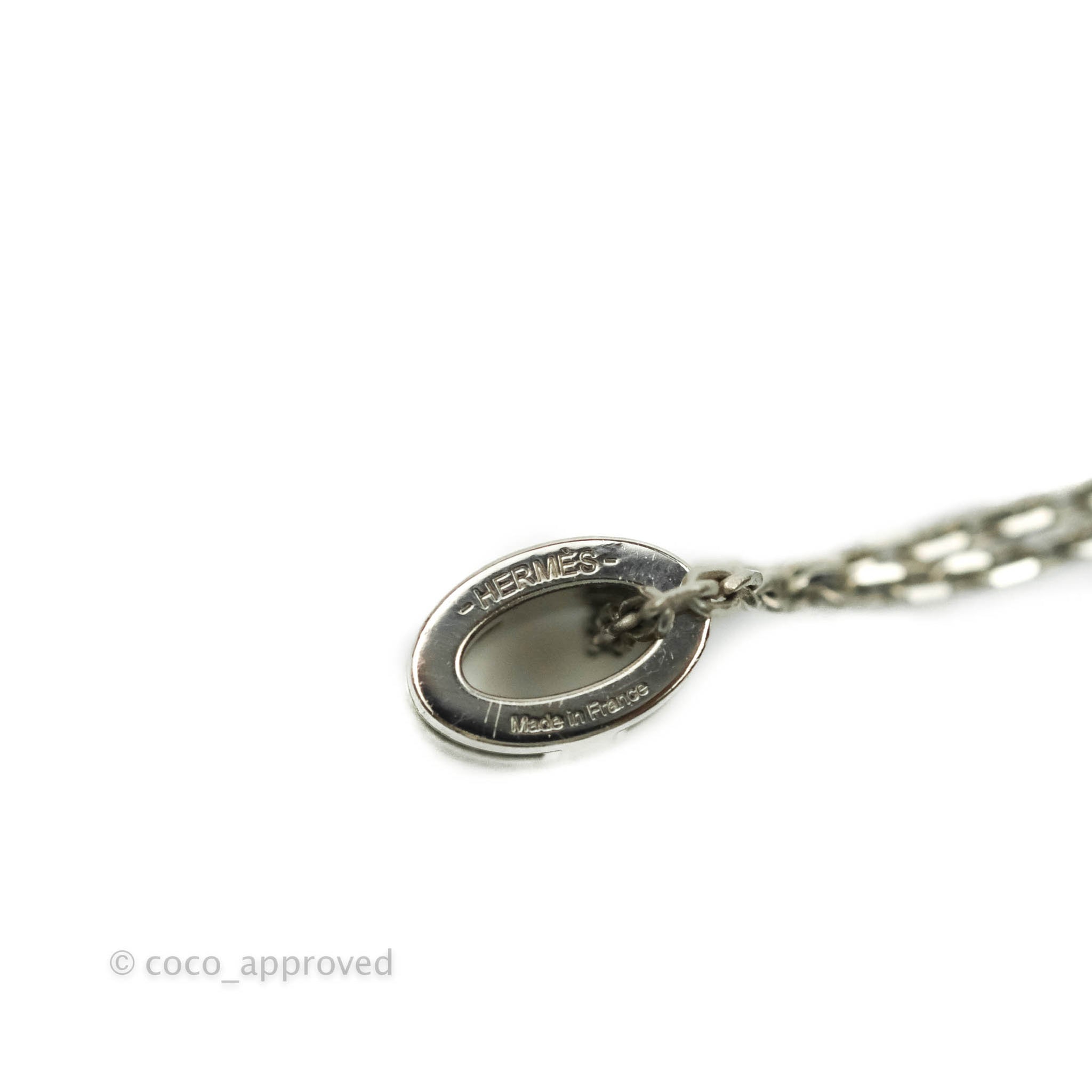 ★Hermes★(W) Mini Pop H Pendant★Palladium & Marron Glace HERMES Palladium Mini Pop H Pendant Necklace Marron Glace
