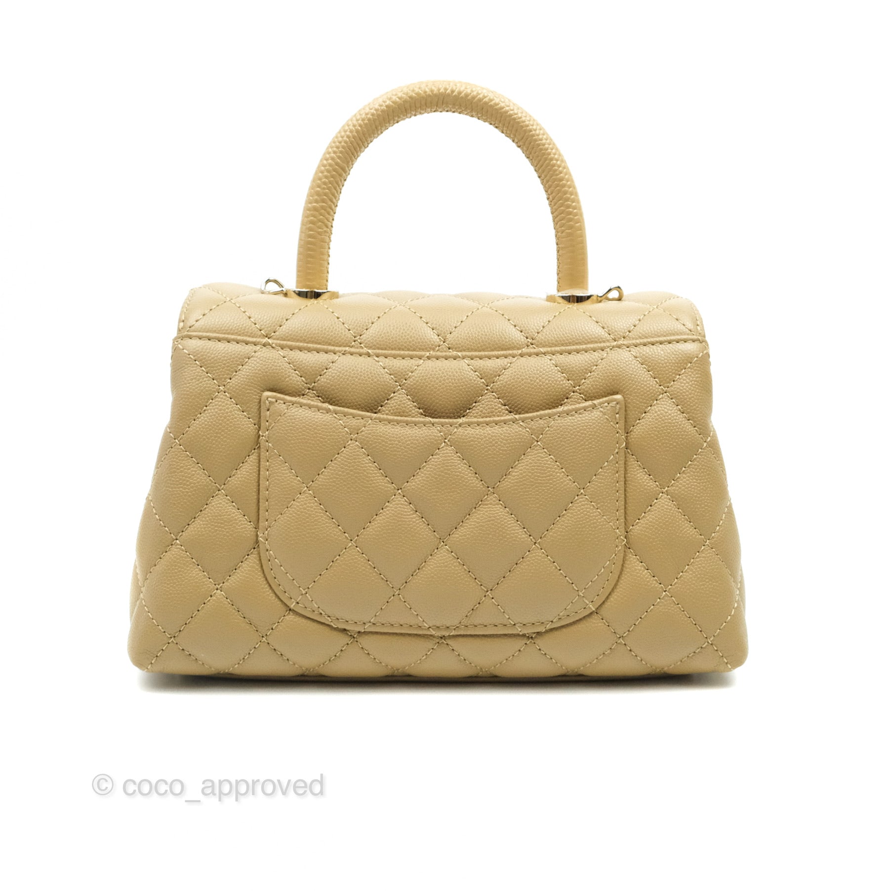Chanel Small Coco Handle Quilted Dark Beige Caviar Gold Hardware Lizar –  Coco Approved Studio