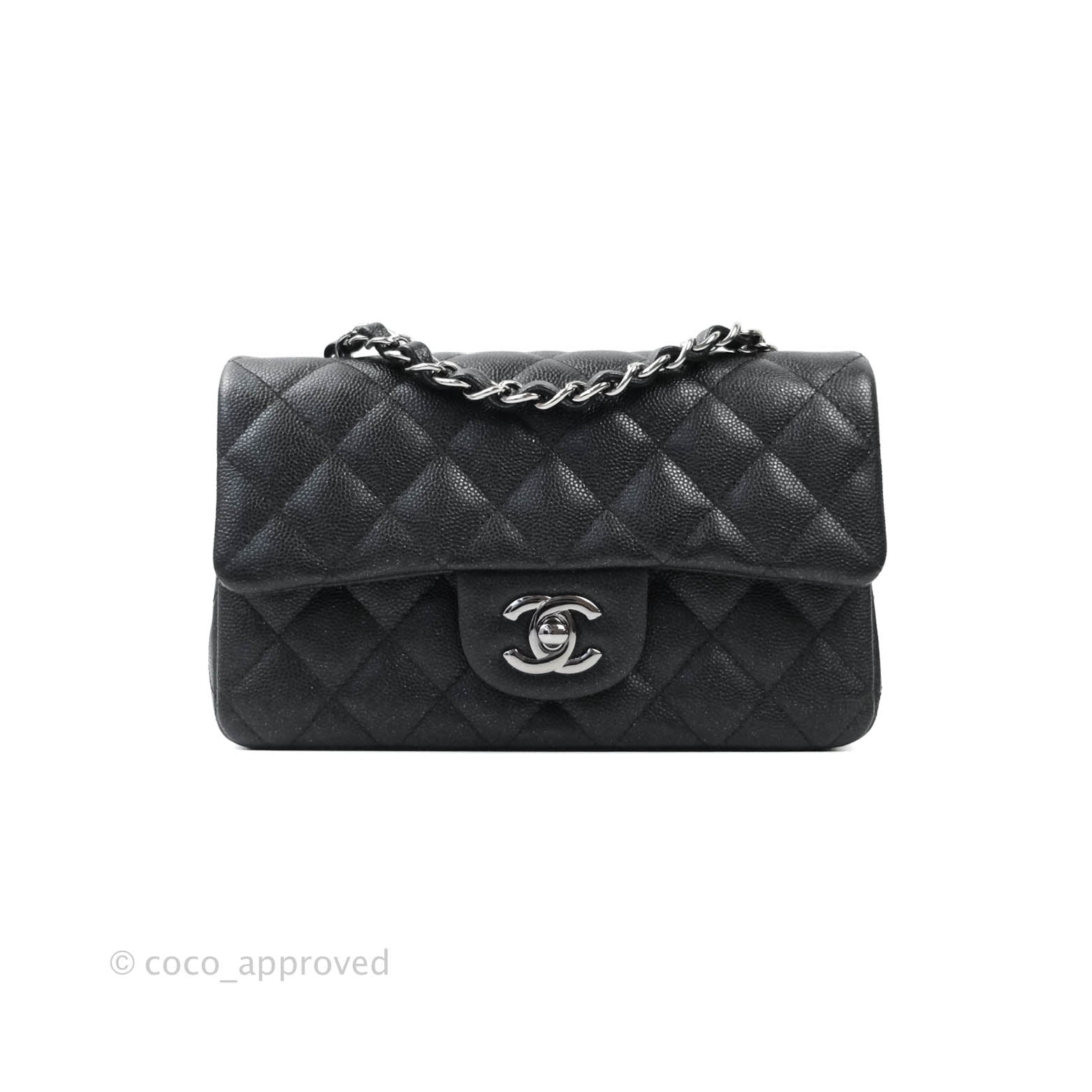 Chanel Classic Quilted Mini Rectangular Flap Iridescent Black Caviar G – Coco  Approved Studio