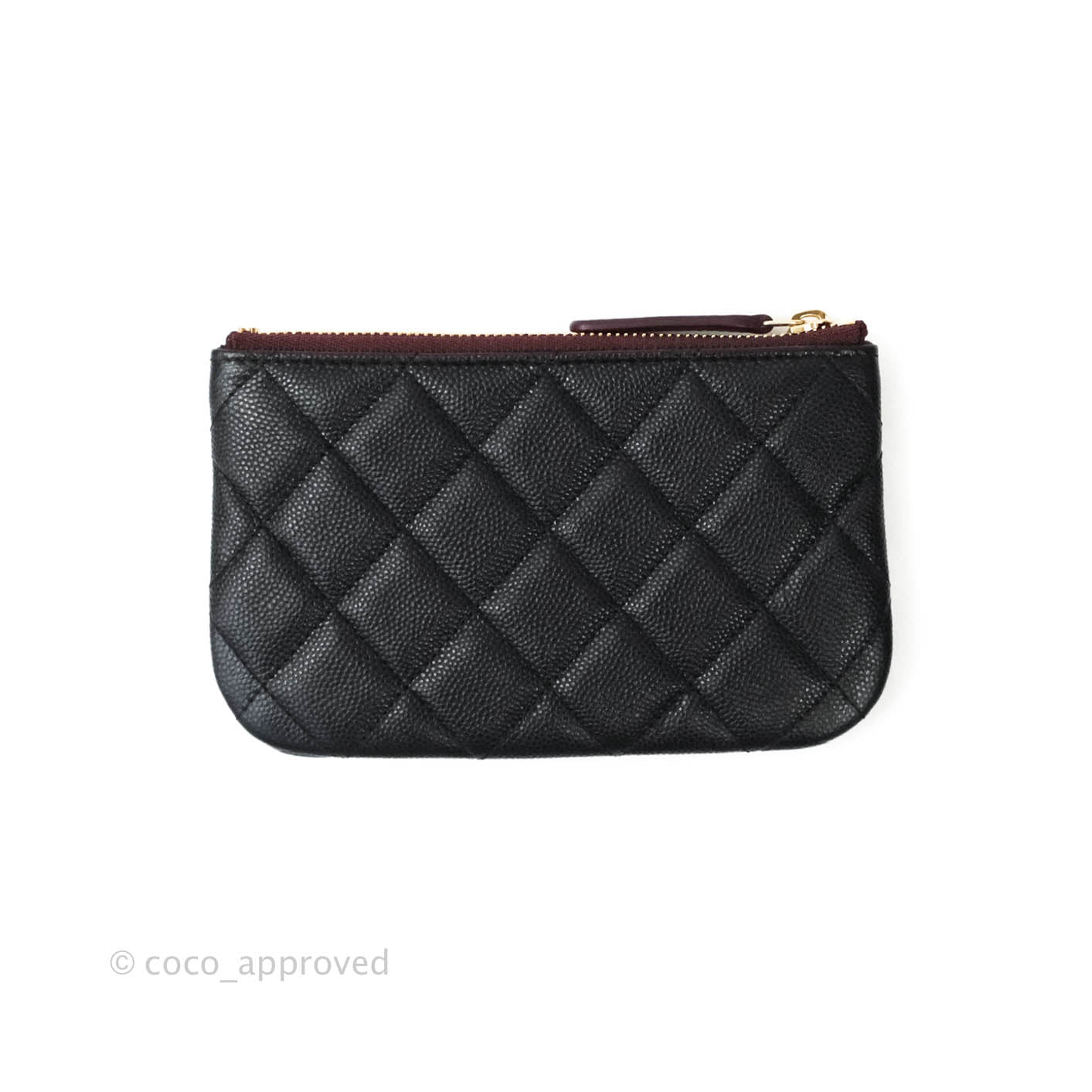 Chanel Black Caviar Leather Mini O Case Zip Pouch For Sale at