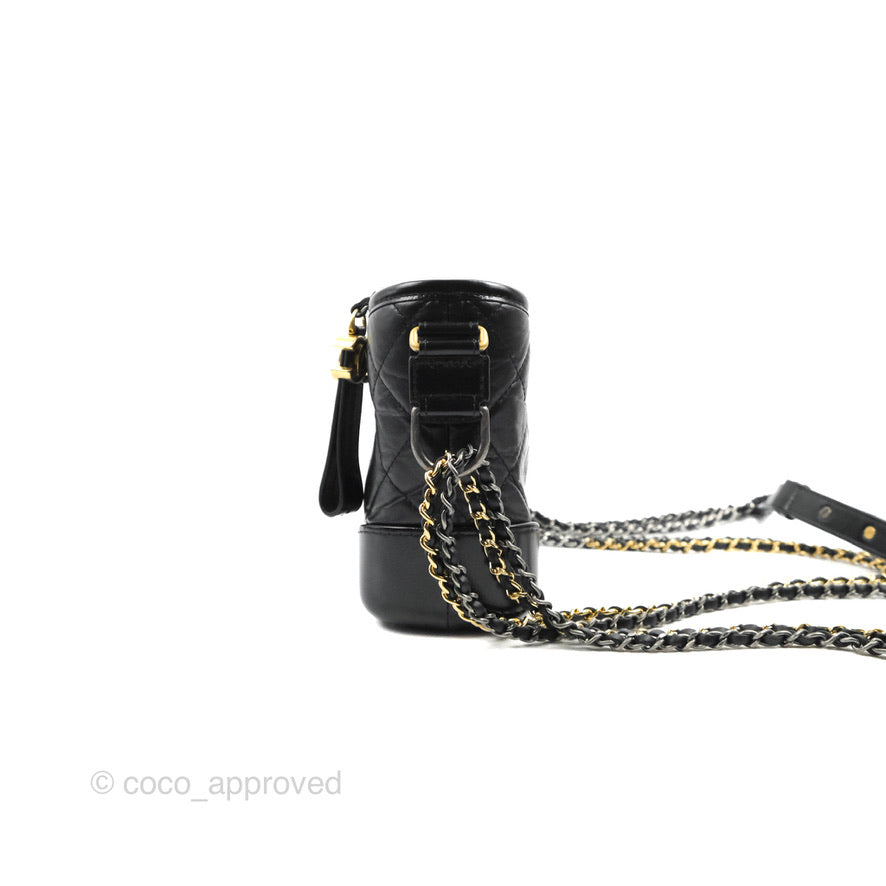 Chanel Black & Gold Ombré Quilted Goatskin Medium Gabrielle Hobo
