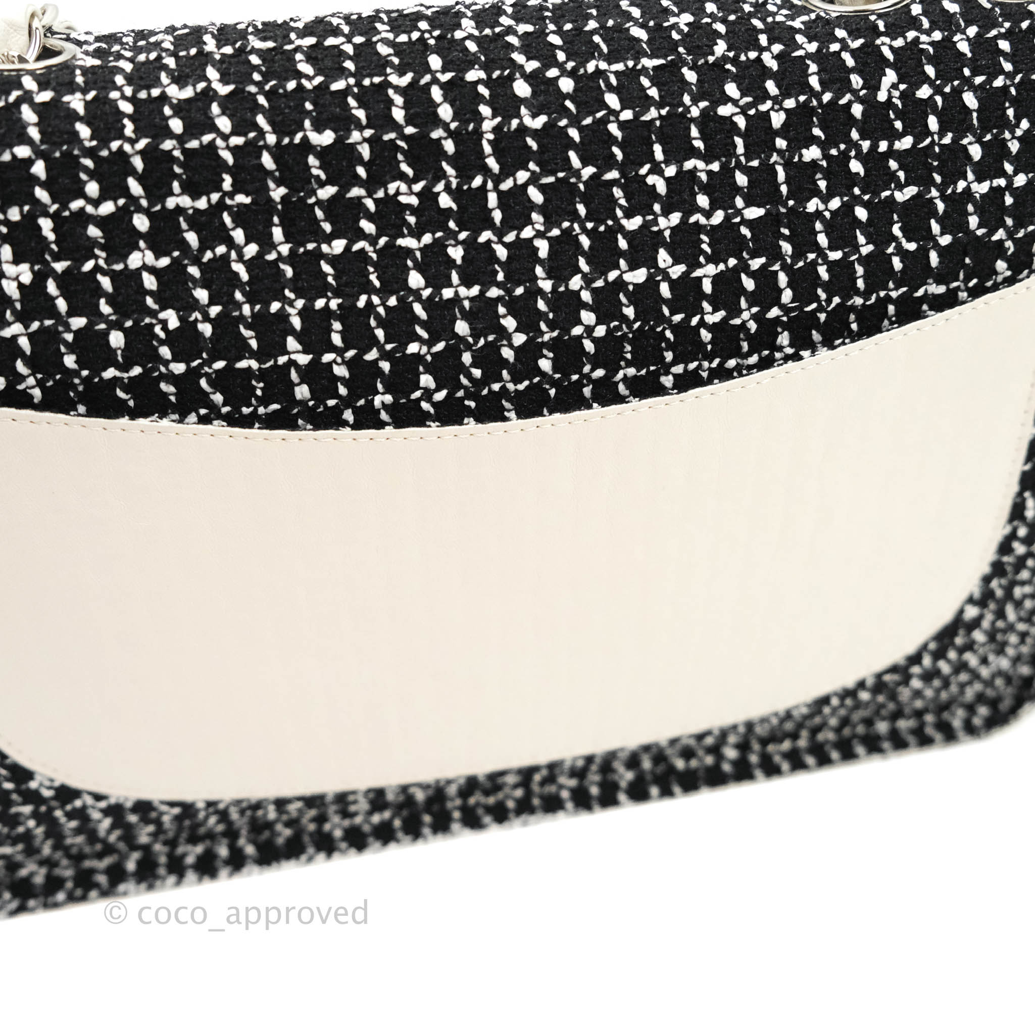 Chanel Classic Single Flap Bag Black/White Tweed Silver Hardware – Coco  Approved Studio