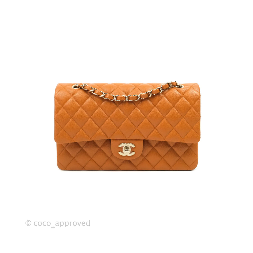 Chanel Medium beige lambskin classic flap bag Caramel Leather ref162382   Joli Closet
