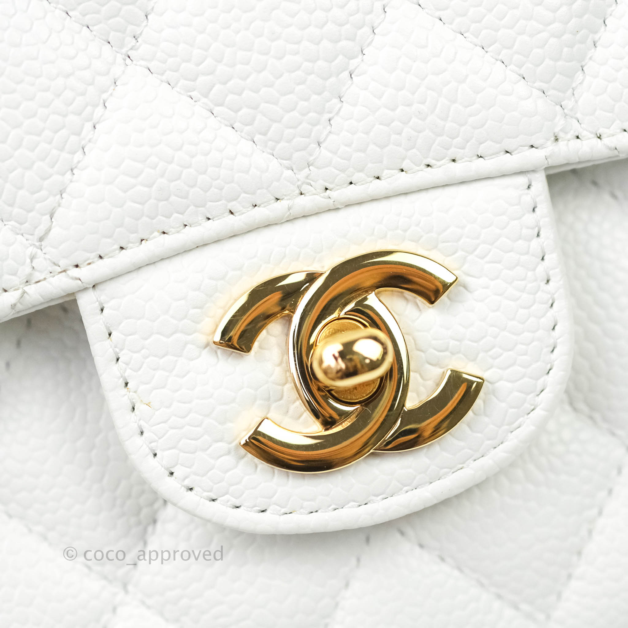Chanel Classic Medium Double Flap 20B White Quilted Caviar with silver  hardware - VLuxeStyle