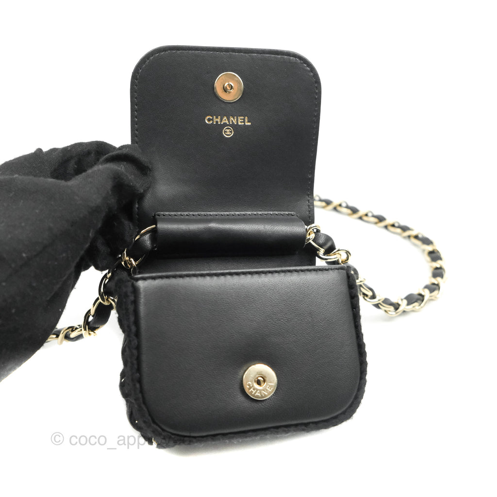 Chanel Mini Bag Black Lambskin Crochet Gold Hardware 22C