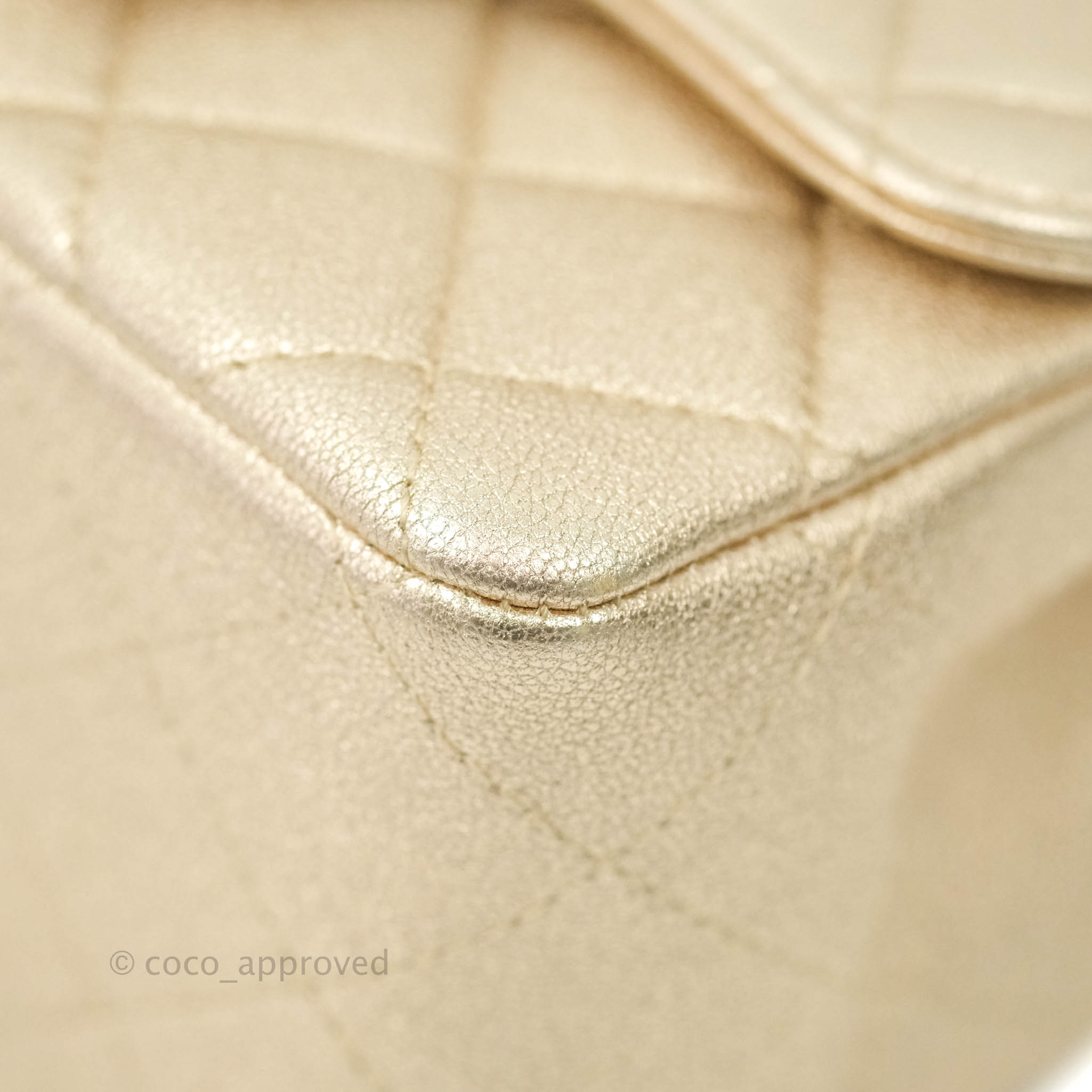Chanel Classic Quilted Mini Square Flap Iridescent Gold Gold