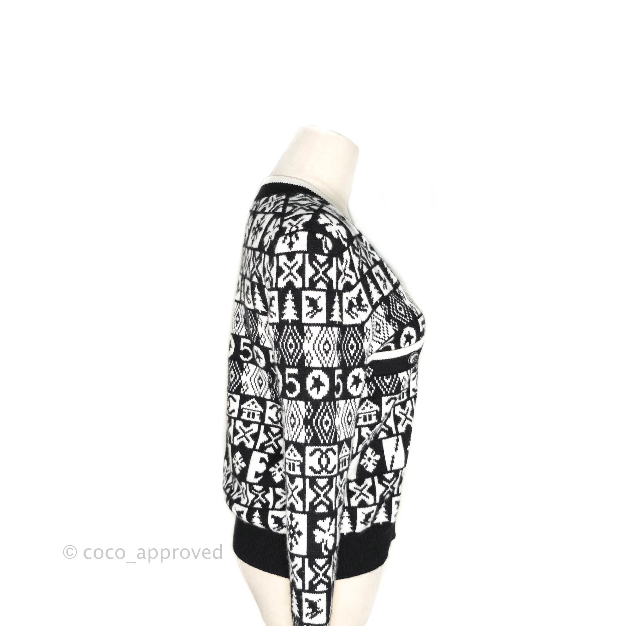 Chanel Black & White Cashmere Cardigan 19B – Coco Approved Studio