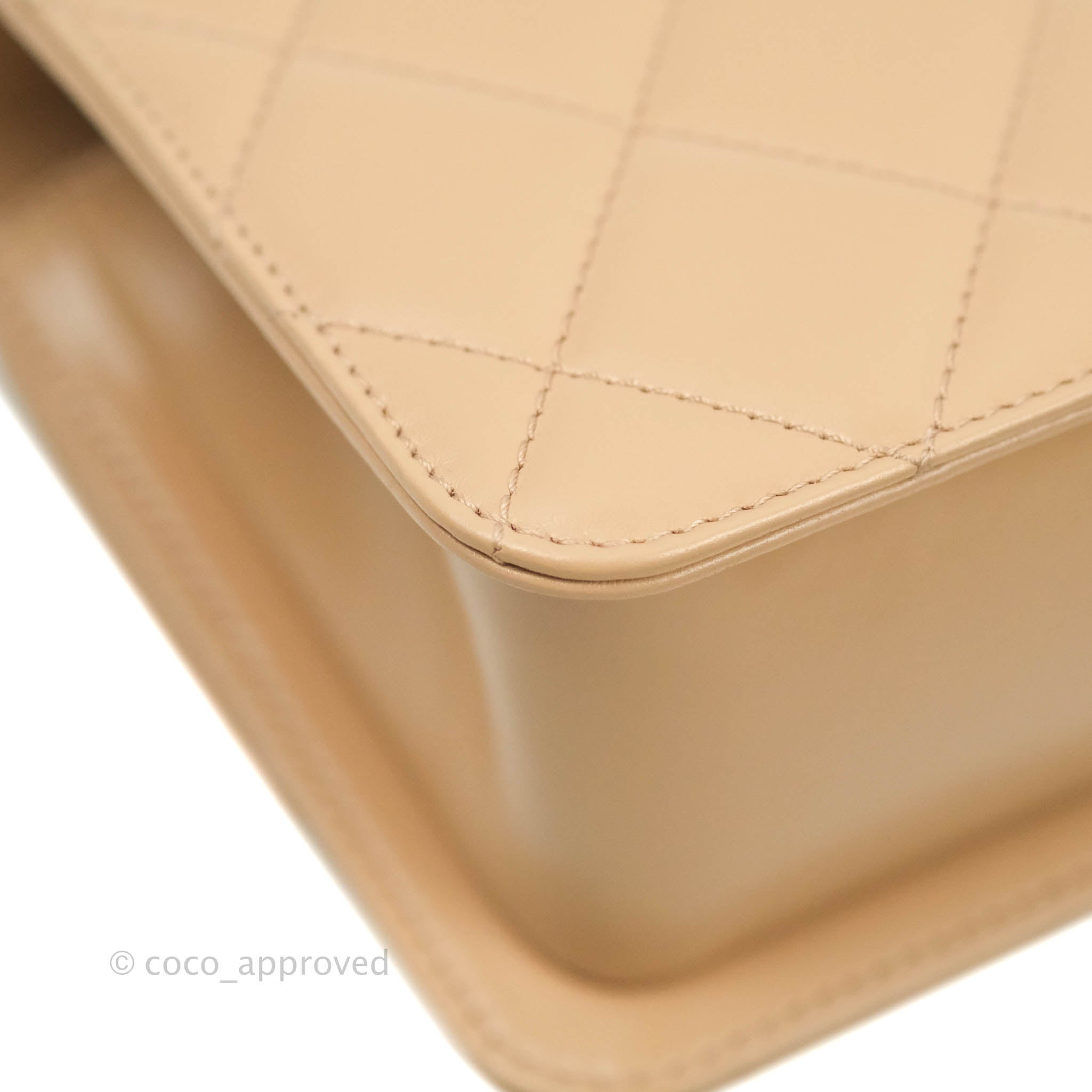 Chanel Quilted Mini Perfect Fit Adjustable Beige Calfskin Gold