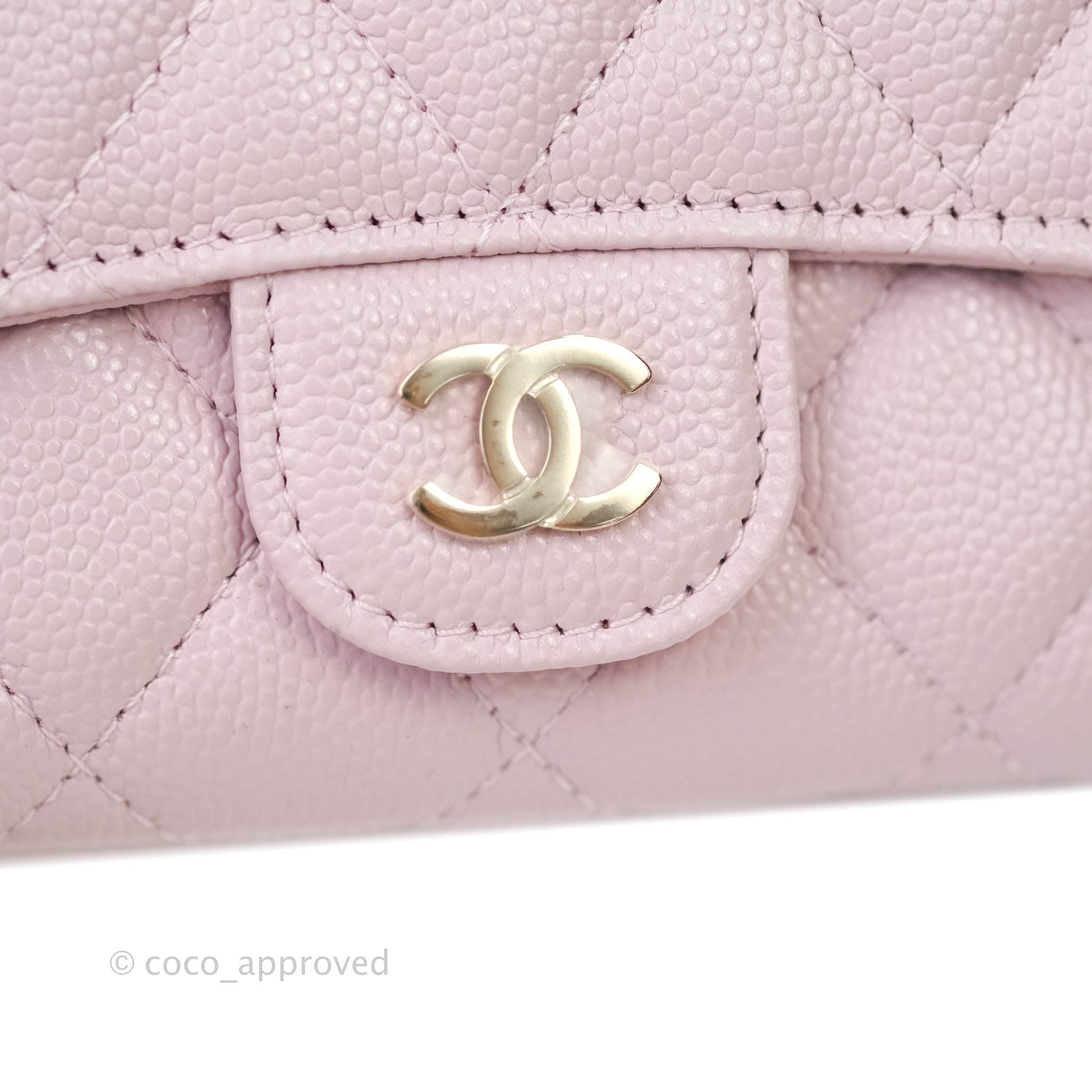 Chanel Caviar Quilted Flap Card Holder Lilac Rose Clair Gold Hardware –  Coco Approved Studio