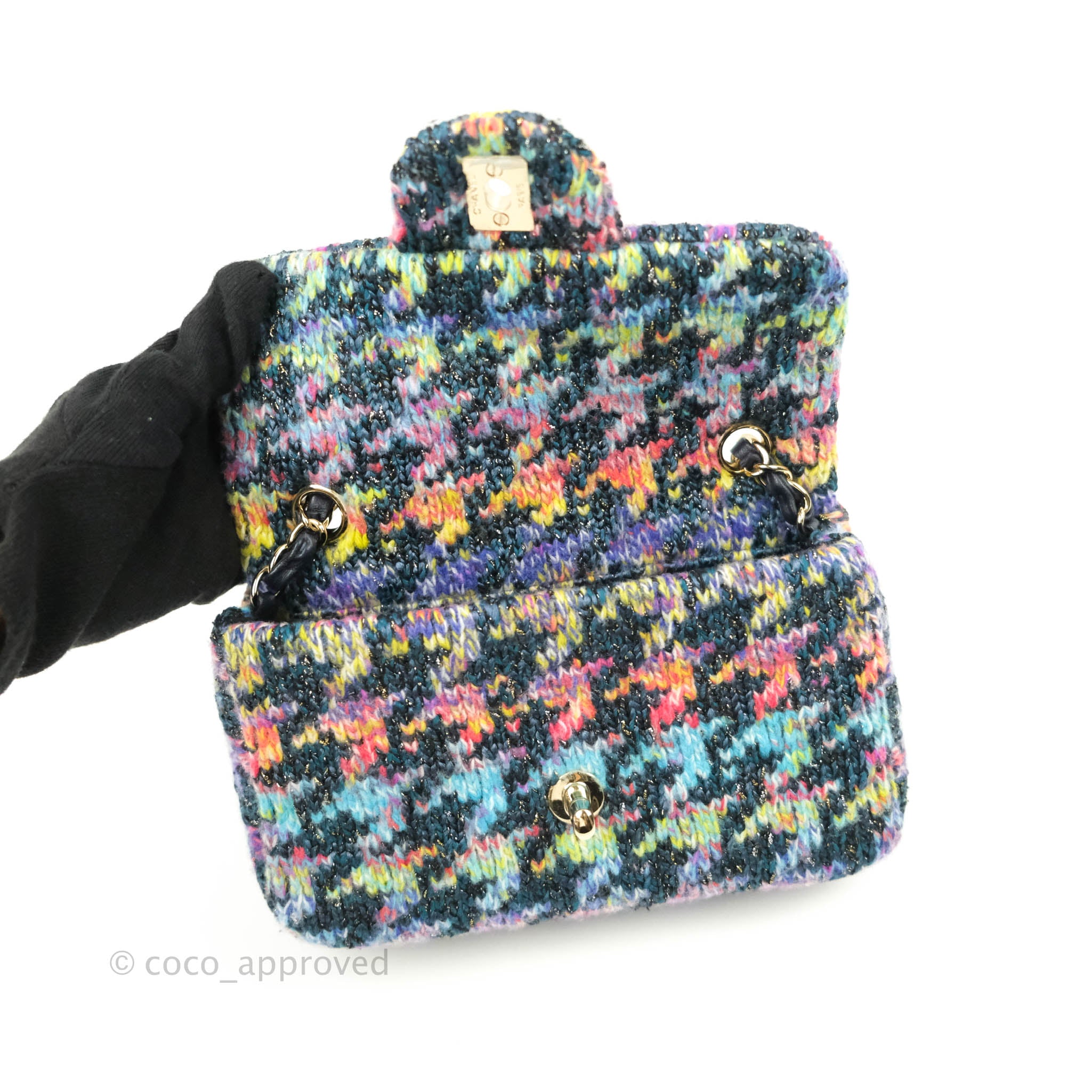 Pre-owned Multicolor Quilted Tweed Rainbow Flap New Mini
