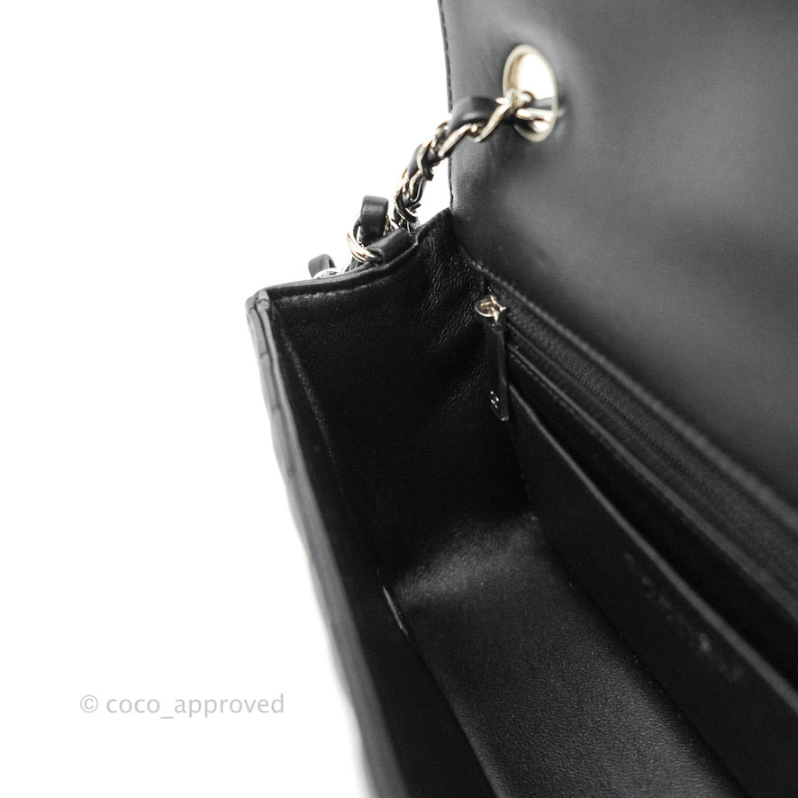 CHANEL Black Chevron Lambskin Mini Square Flap Bag Gold hardware