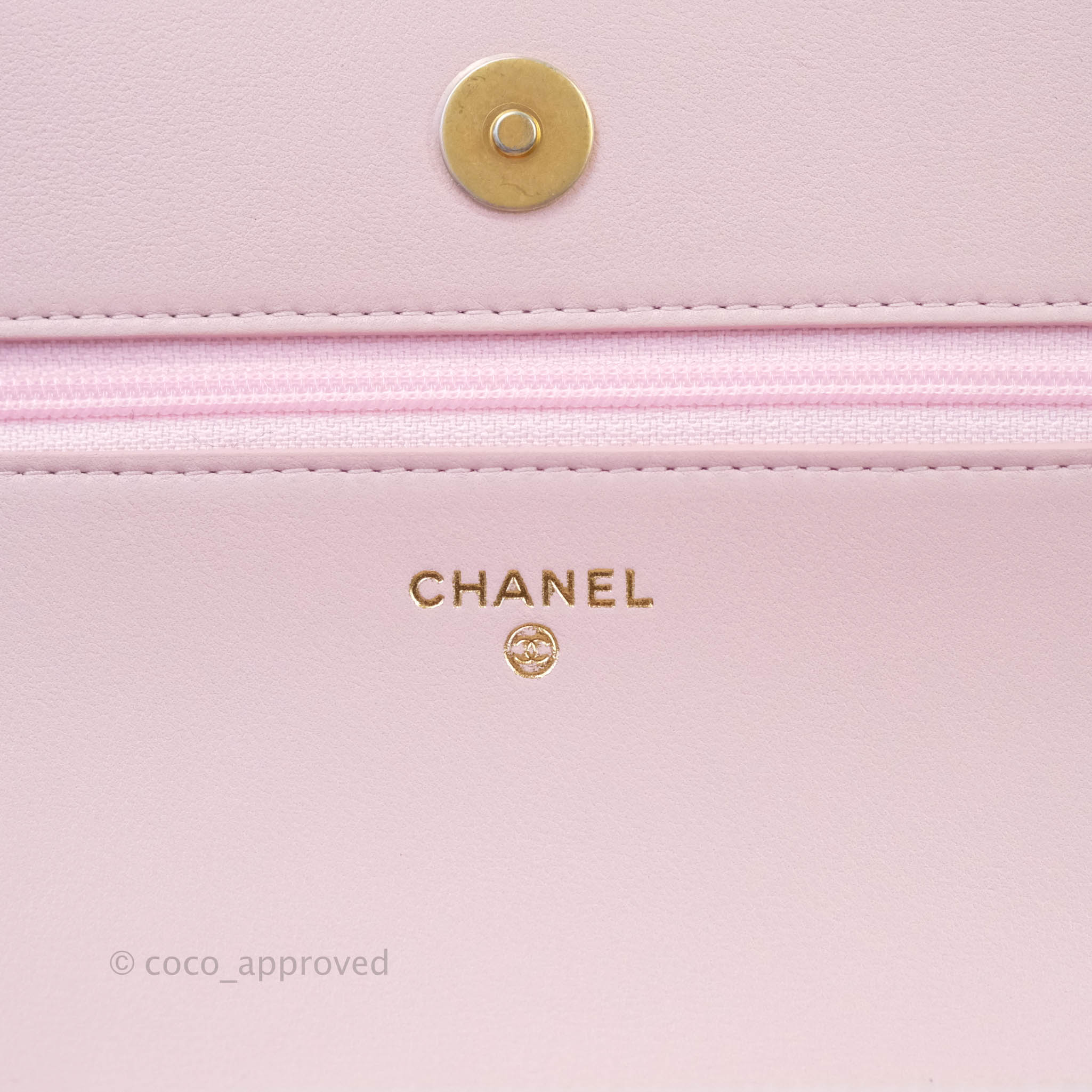Chanel Classic Wallet on Chain 22C Pink Quilted Caviar with light gold  hardware