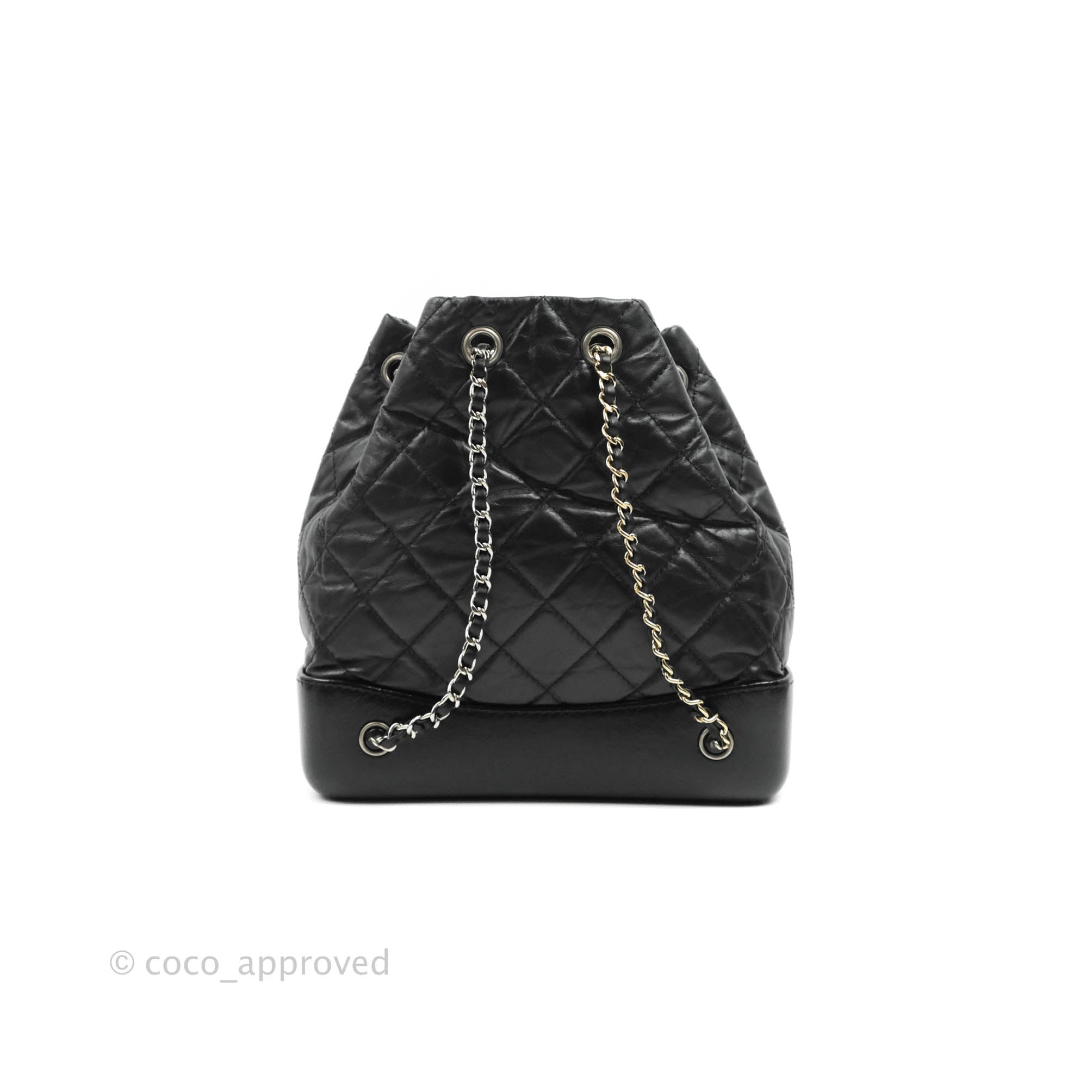 Chanel Beige/Black Aged Quilted Leather Small Gabrielle Backpack Chanel