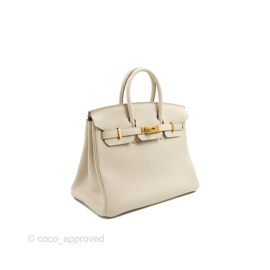 Hermes Birkin 25 Craie Clemence Gold Hardware