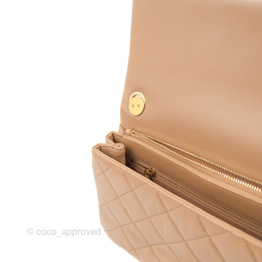 FWRD Renew Chanel Small Mademoiselle Chain Single Flap Bag in Beige
