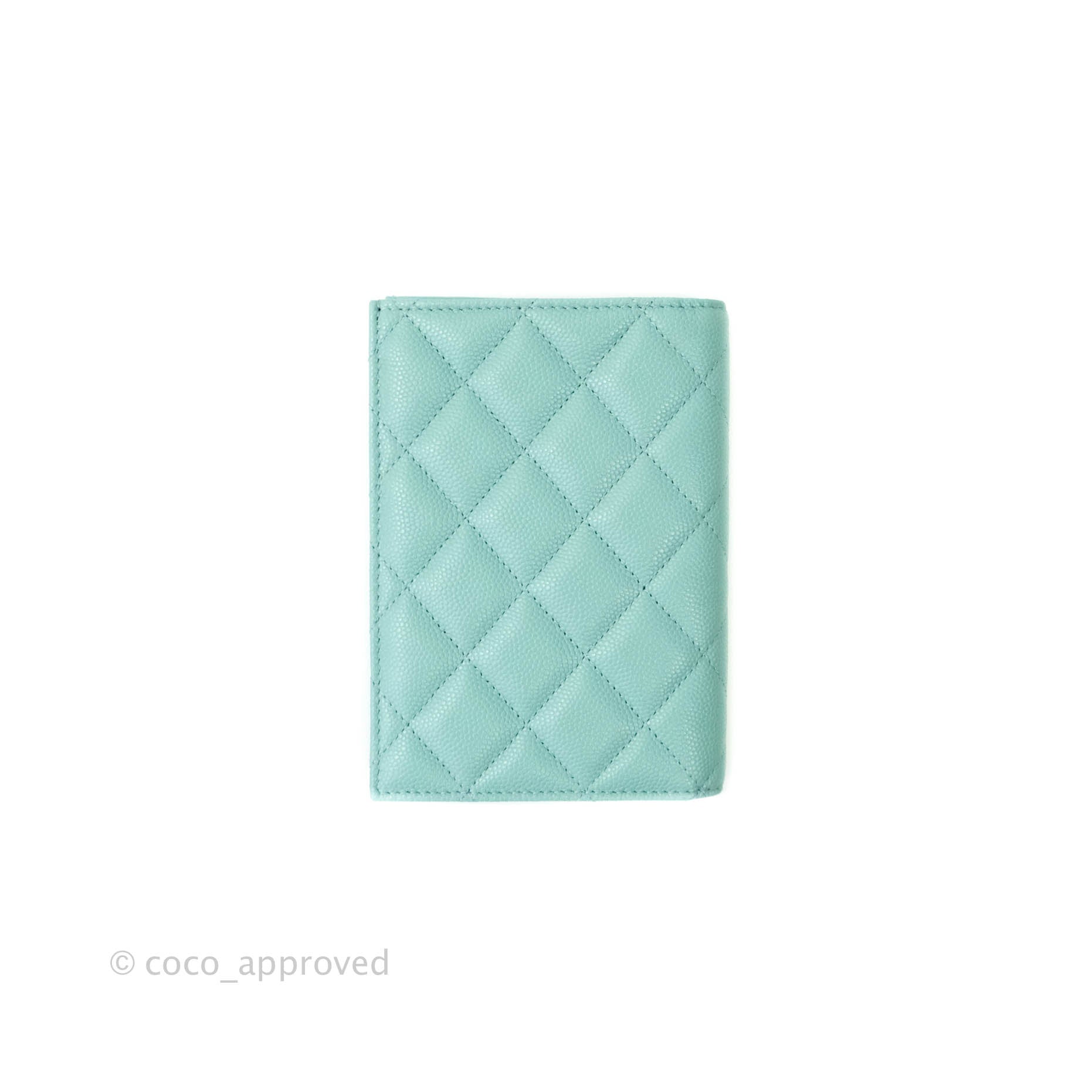 Chanel Quilted Caviar Mint Passport Holder Gold Hardware – Coco