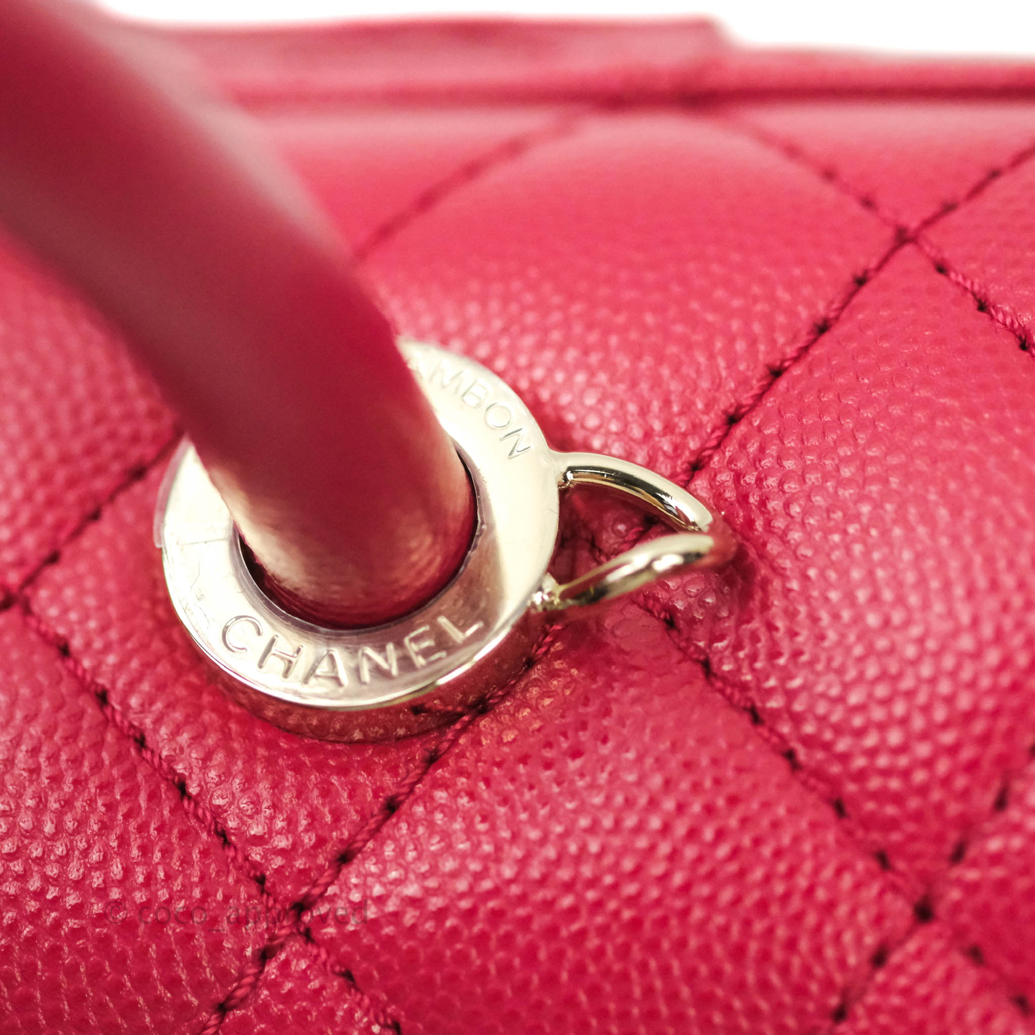 Chanel Mini (Small) Coco Handle Quilted Red Caviar Gold Hardware