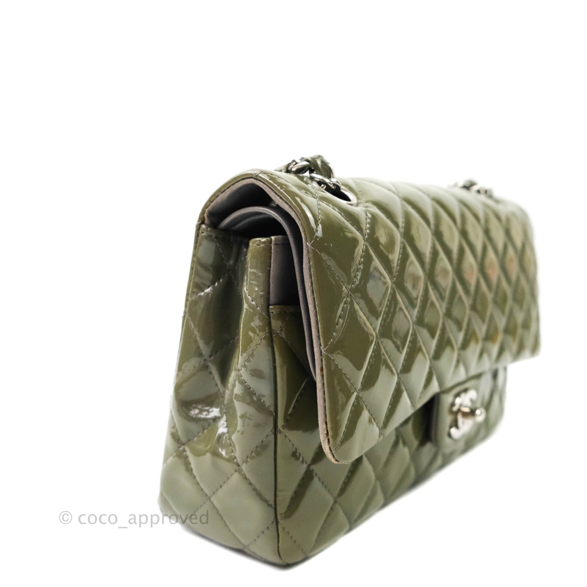 Chanel Green Caviar Small Classic Double Flap Bag Light Gold