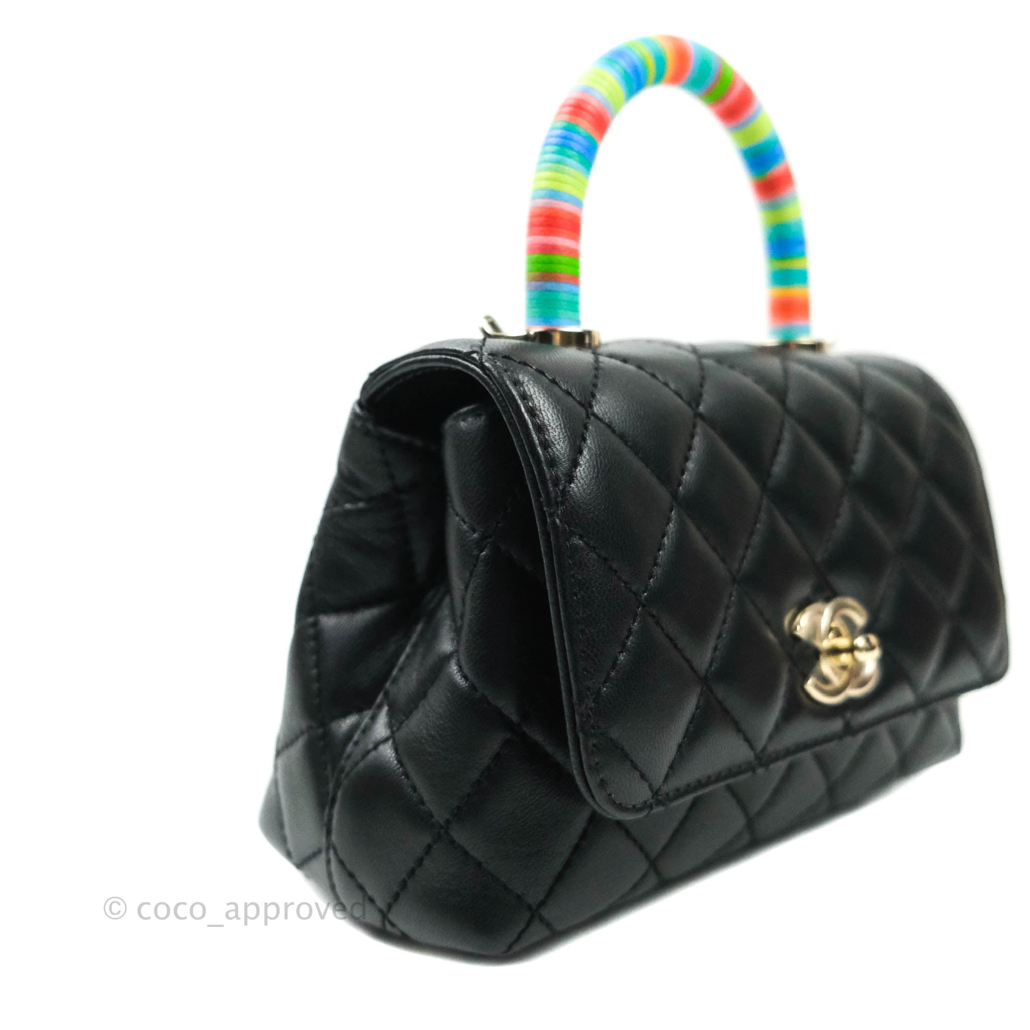 Chanel Black Quilted Lambskin Mini Coco Rainbow Top Handle Flap Bag Pale Gold  Hardware, 2021 Available For Immediate Sale At Sotheby's