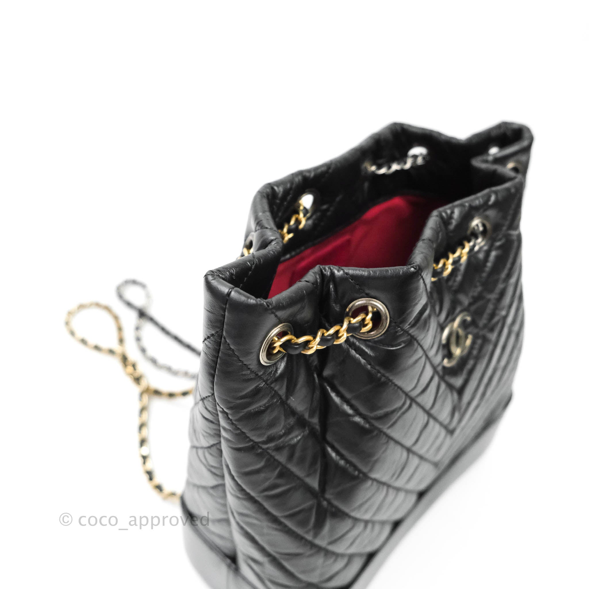 Chanel Small Chevron Gabrielle Backpack Black Aged Calfskin – Coco Approved  Studio
