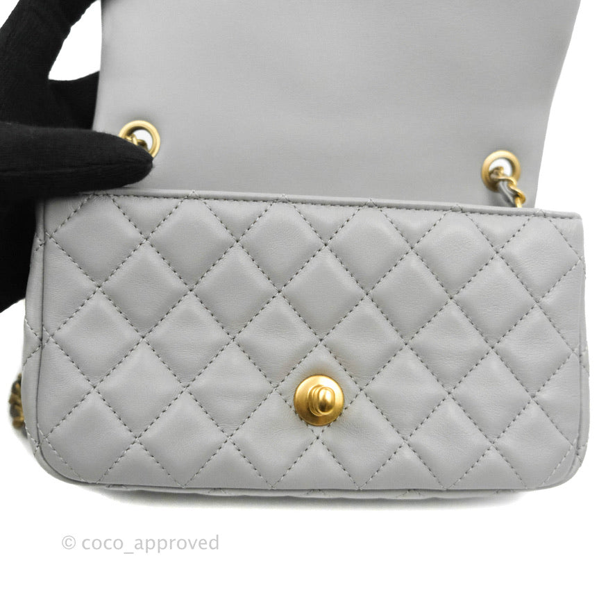 Chanel Mini Rectangular Pearl Crush Quilted Grey Lambskin Aged Gold Ha –  Coco Approved Studio